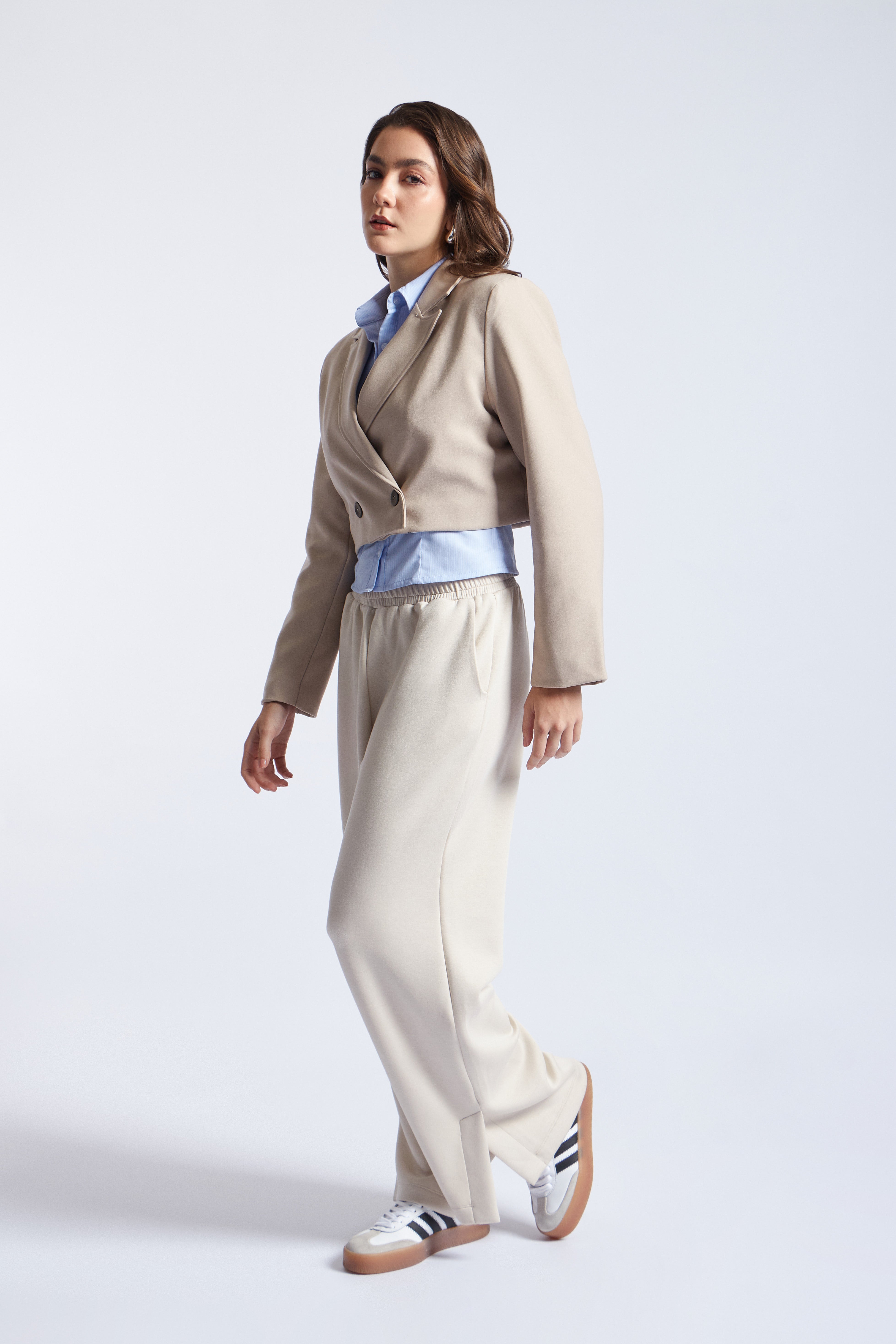 Cropped Blazer Cruzado - Beige
