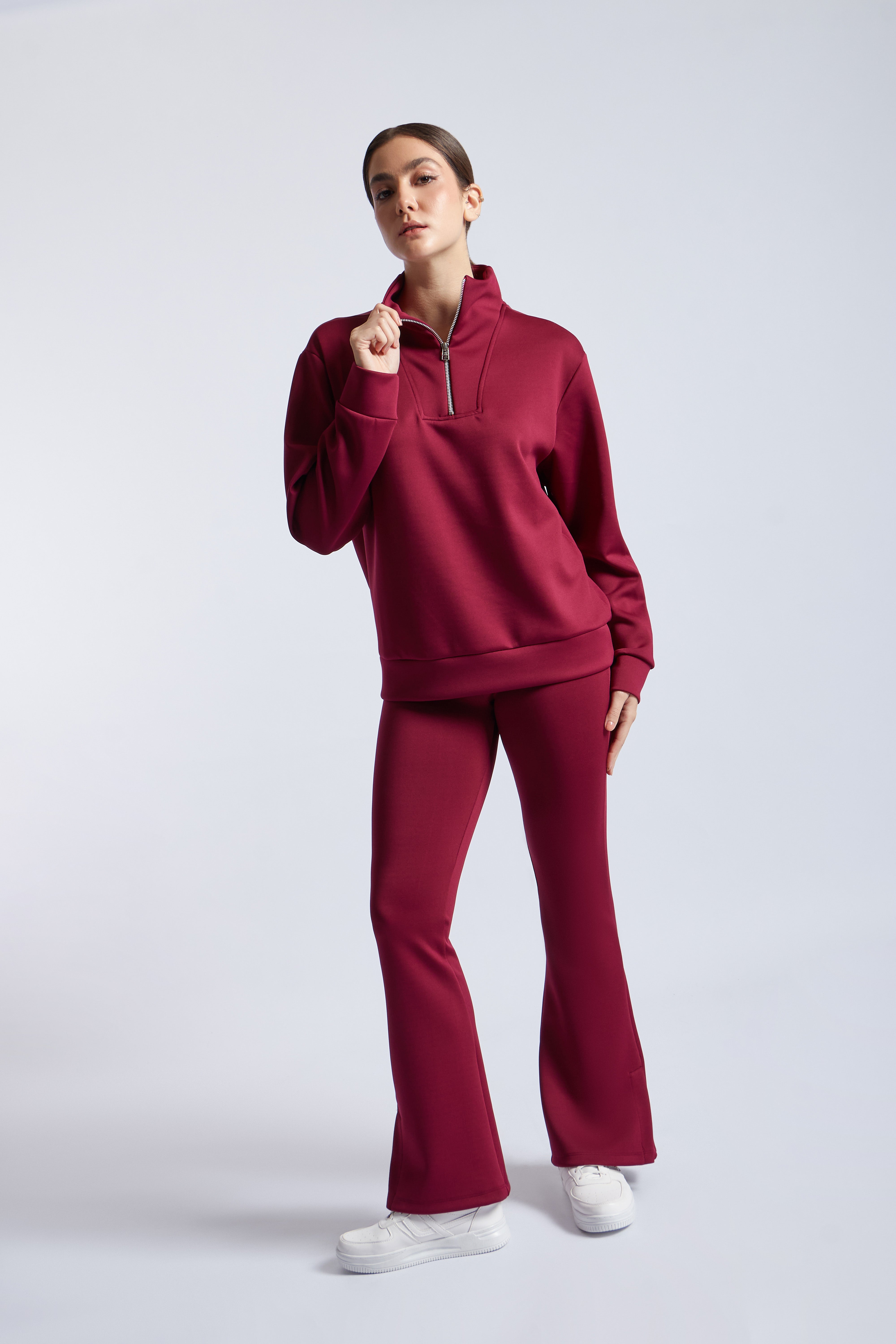 Cremallera Sweatshirt - Guinda
