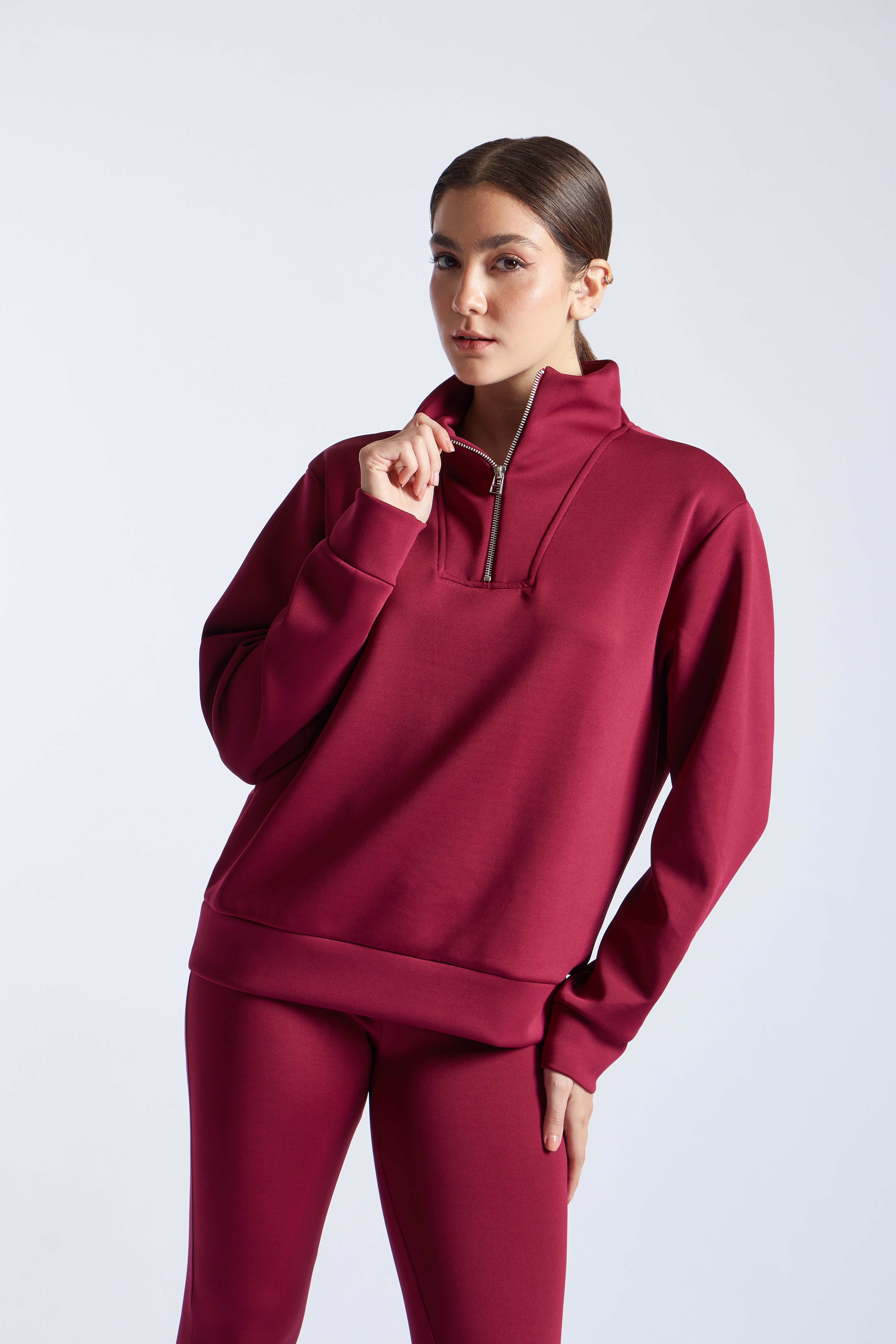 Cremallera Sweatshirt - Guinda