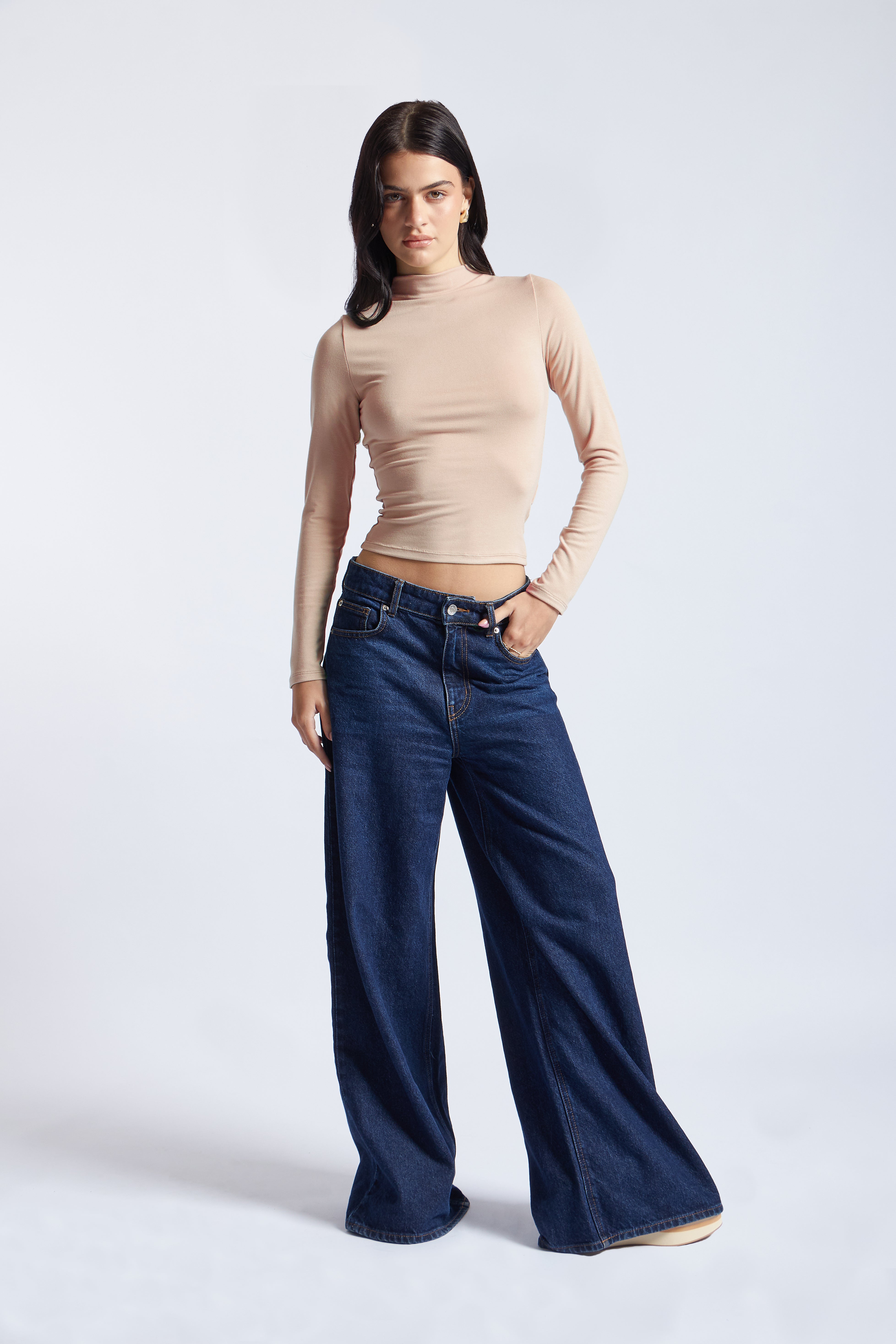 Camiseta Cuello Alto - Beige