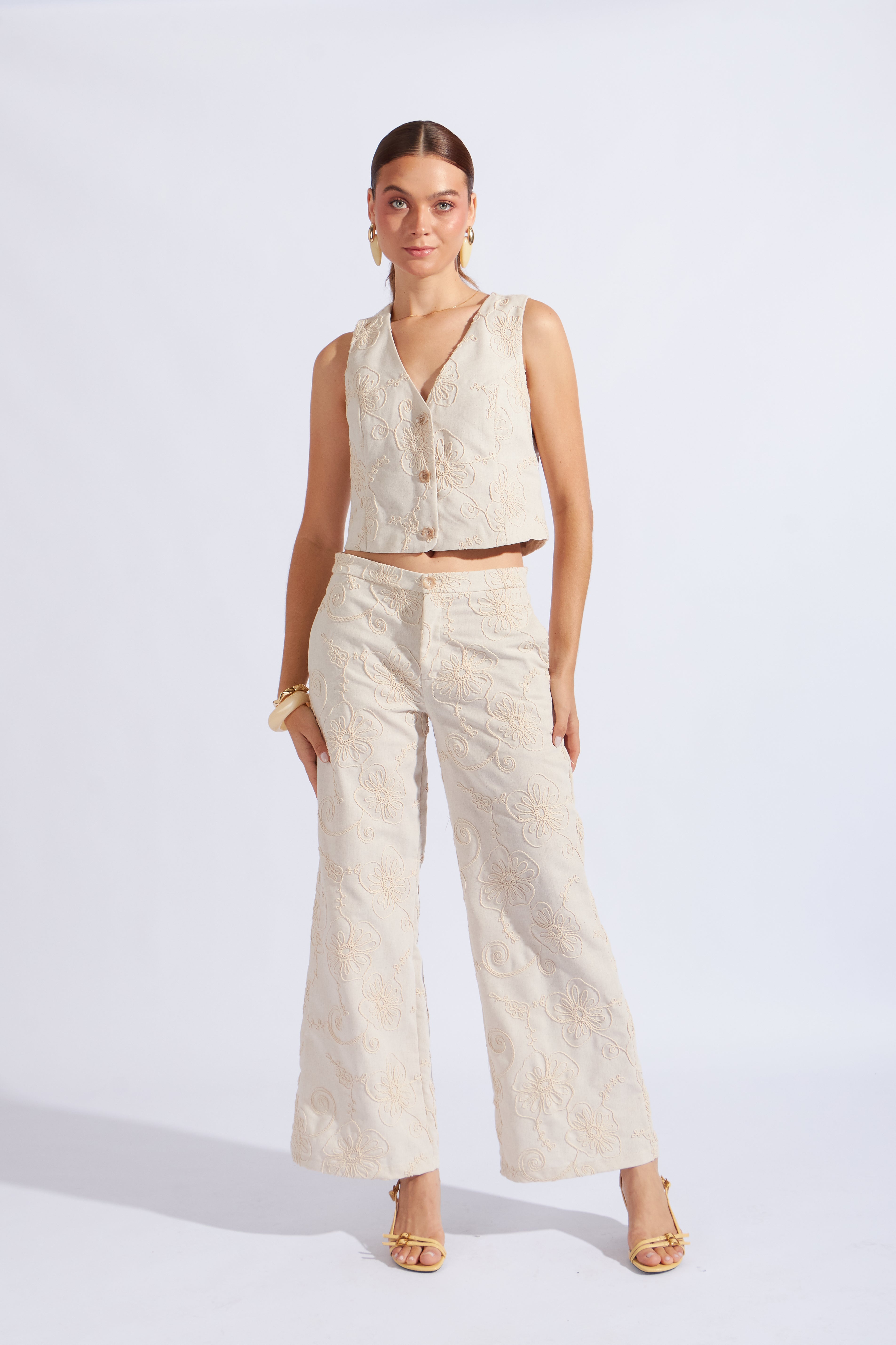 Chaleco Sastre Bordado - Natural