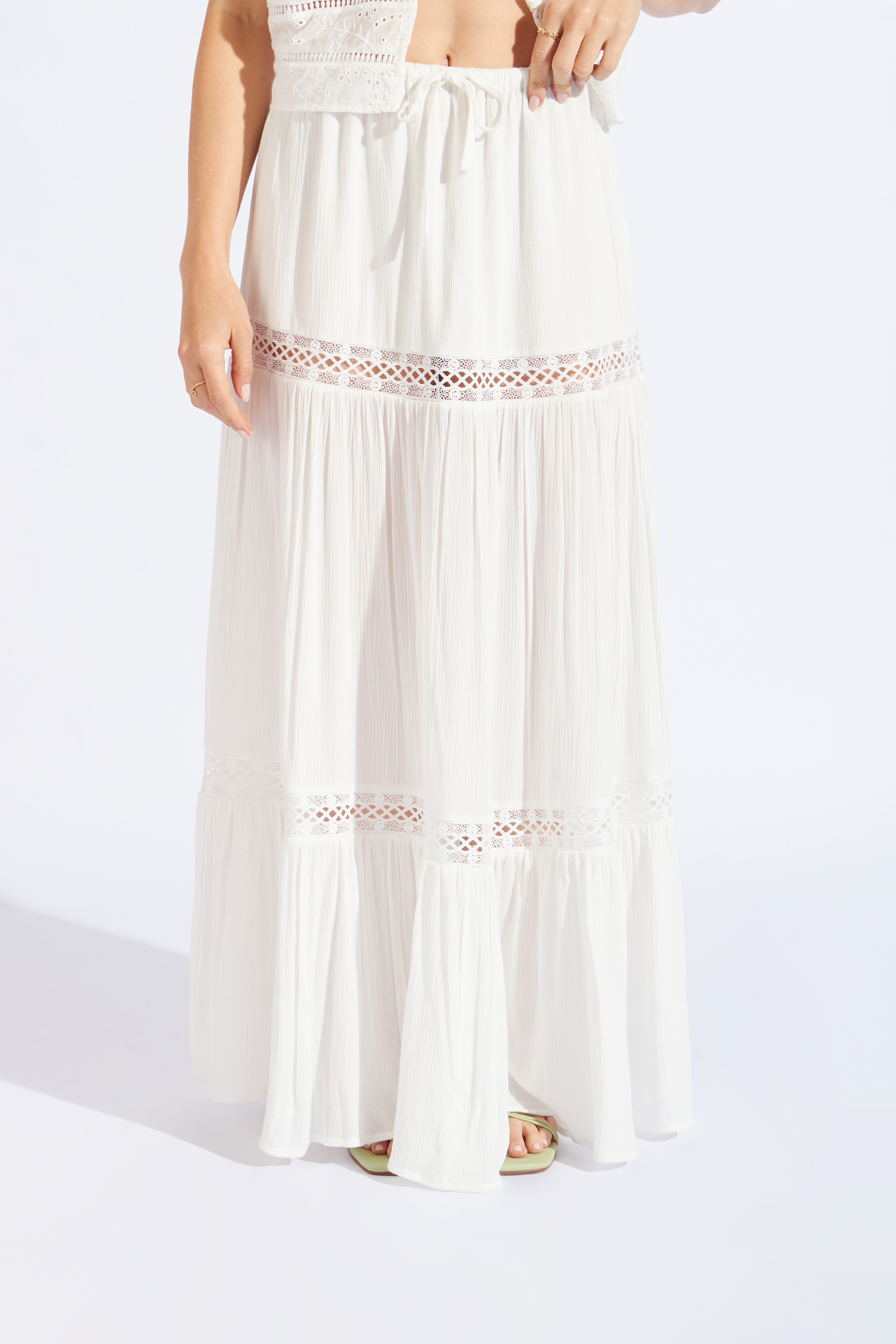 Falda Midi con Adornos - Perla