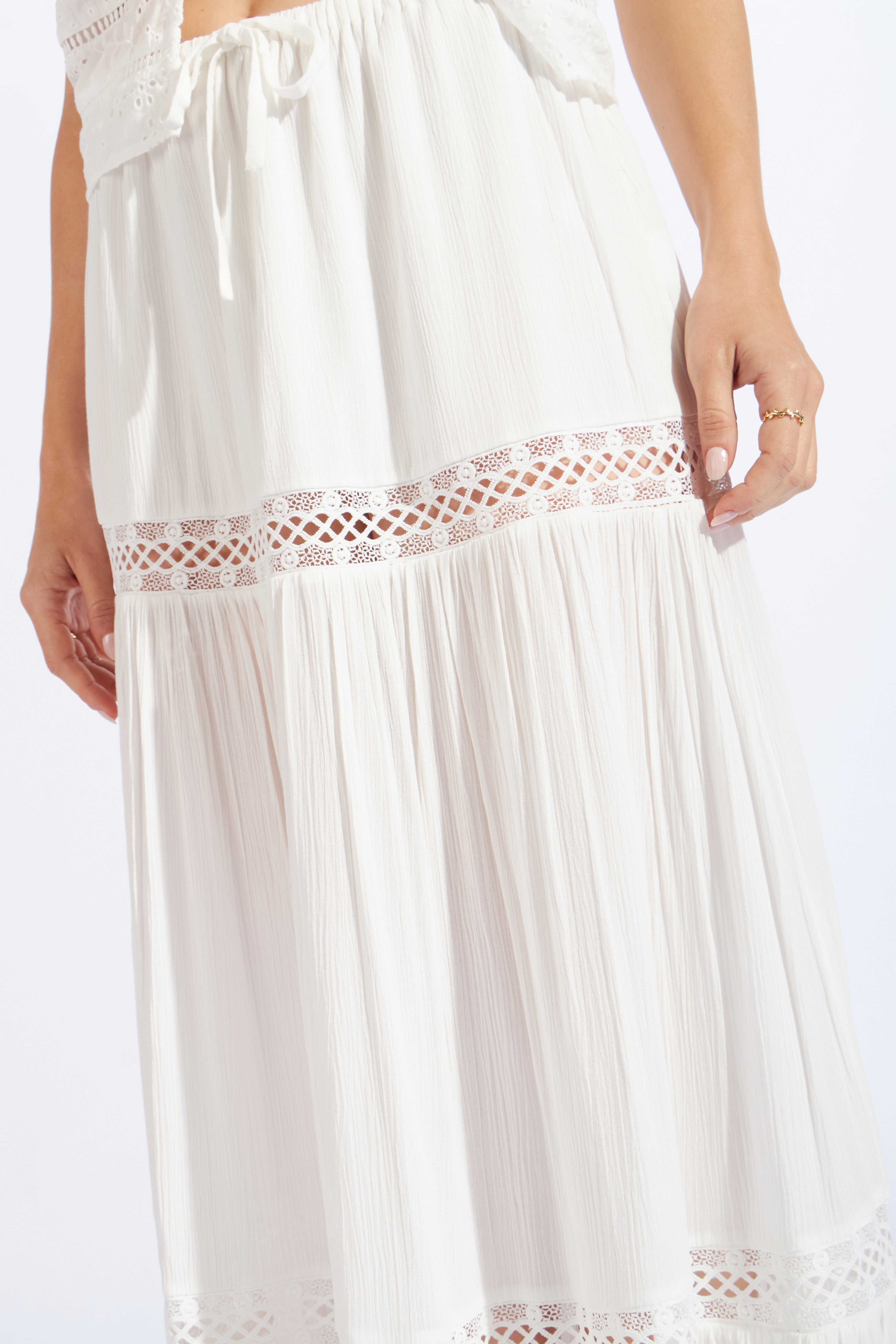 Falda Midi con Adornos - Perla