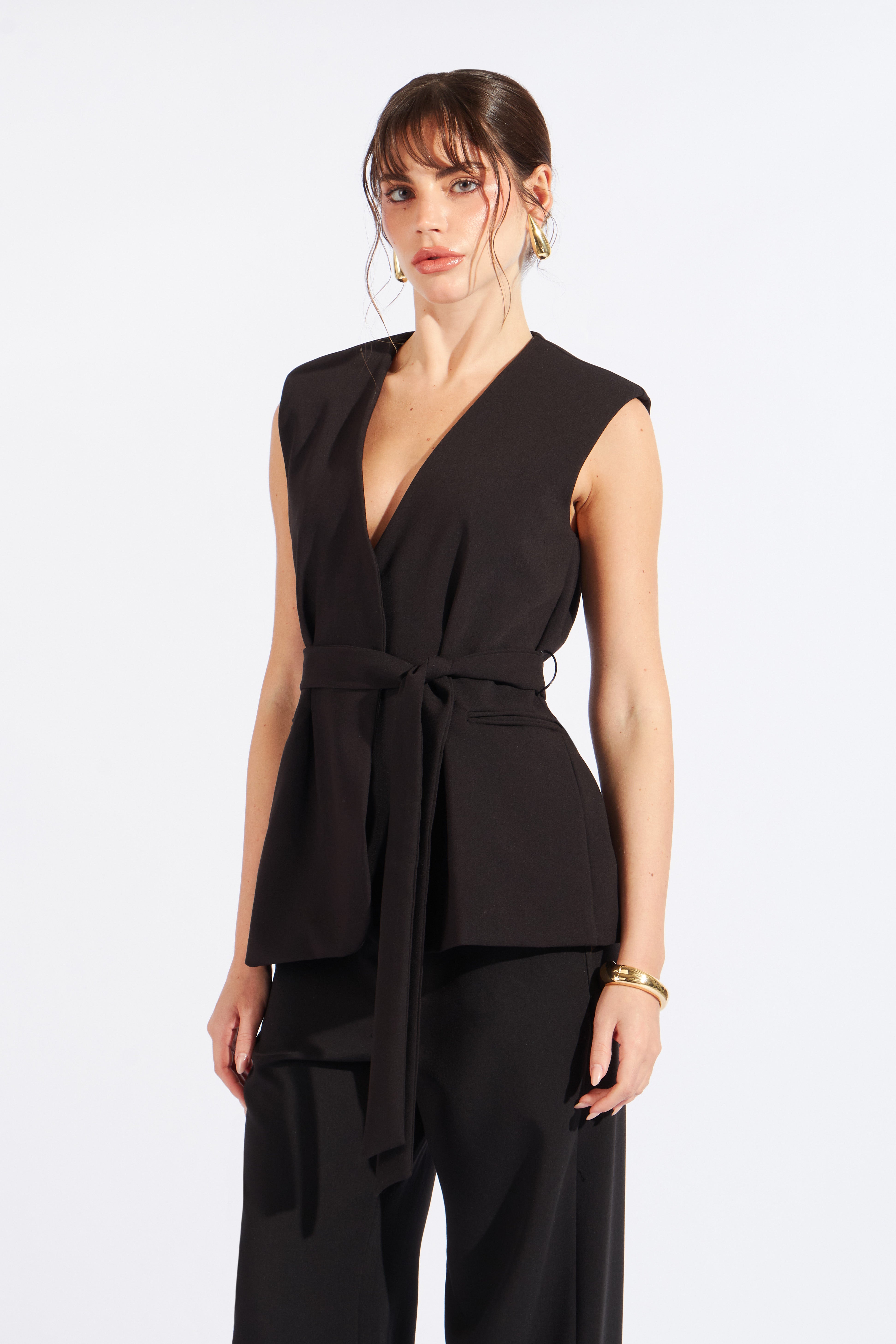 Chaleco Cinturón Sastre - Negro