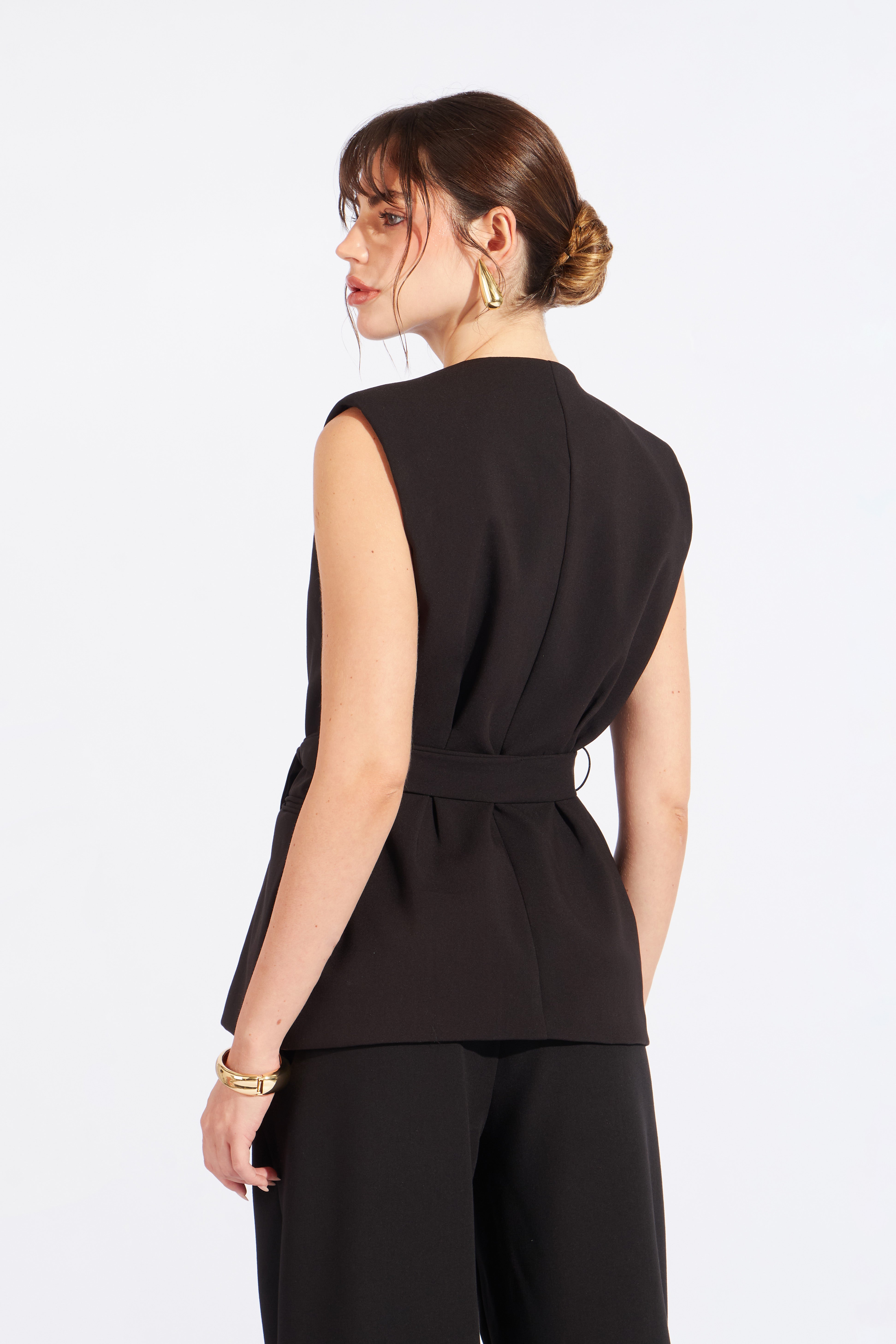 Chaleco Cinturón Sastre - Negro