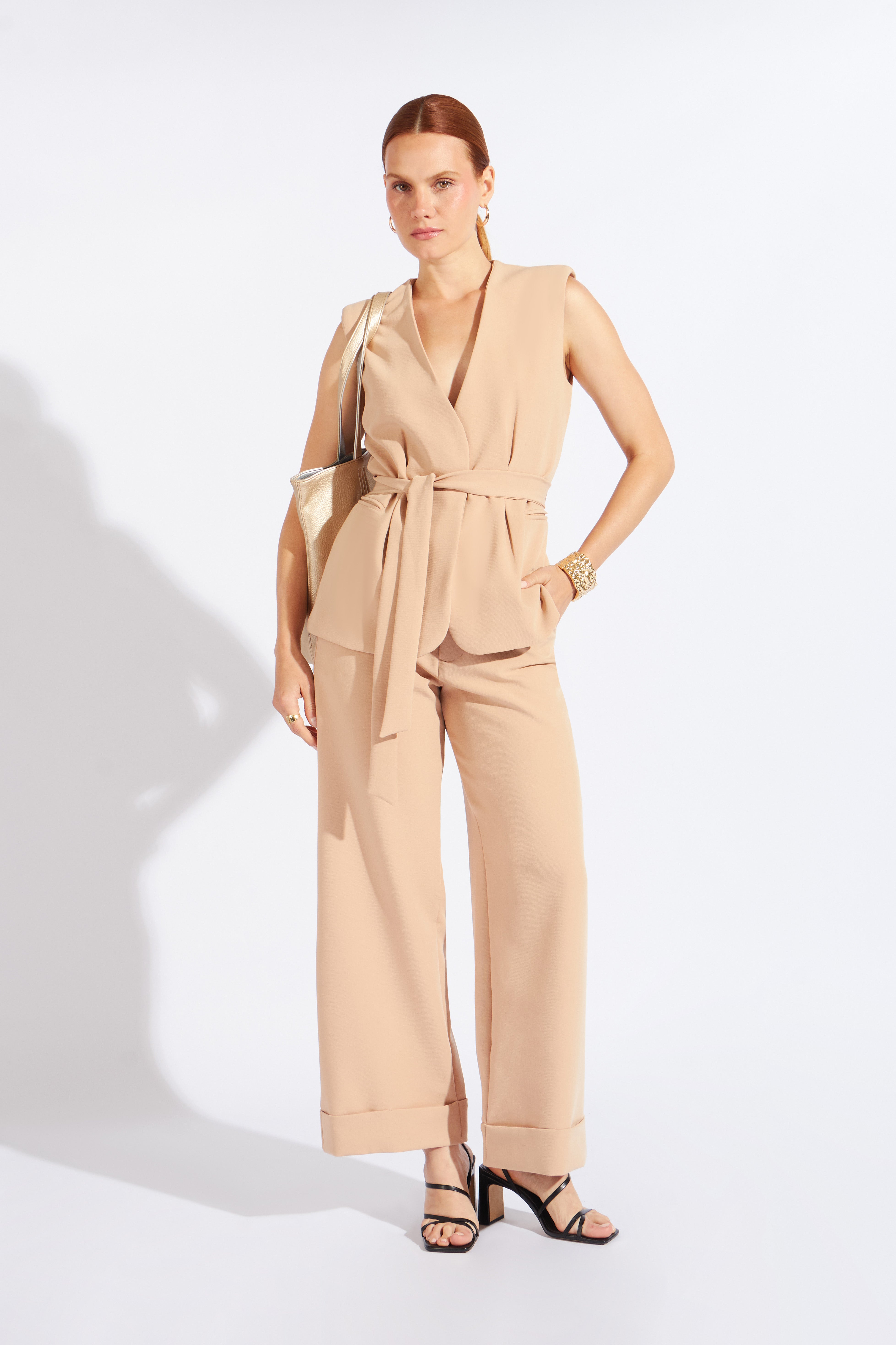 Chaleco Cinturón Sastre - Beige