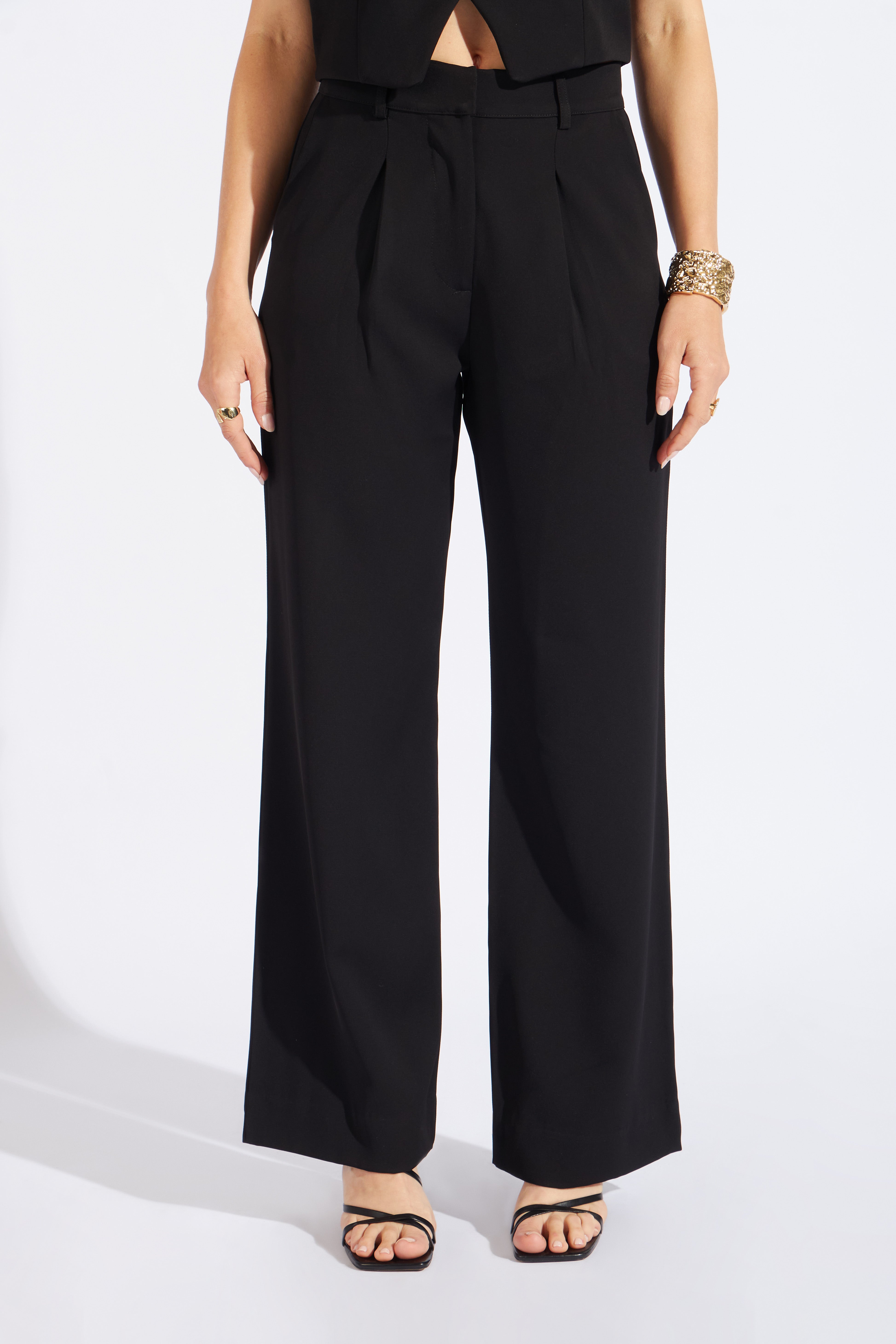 Pantalón Fluido Estructura  - Negro