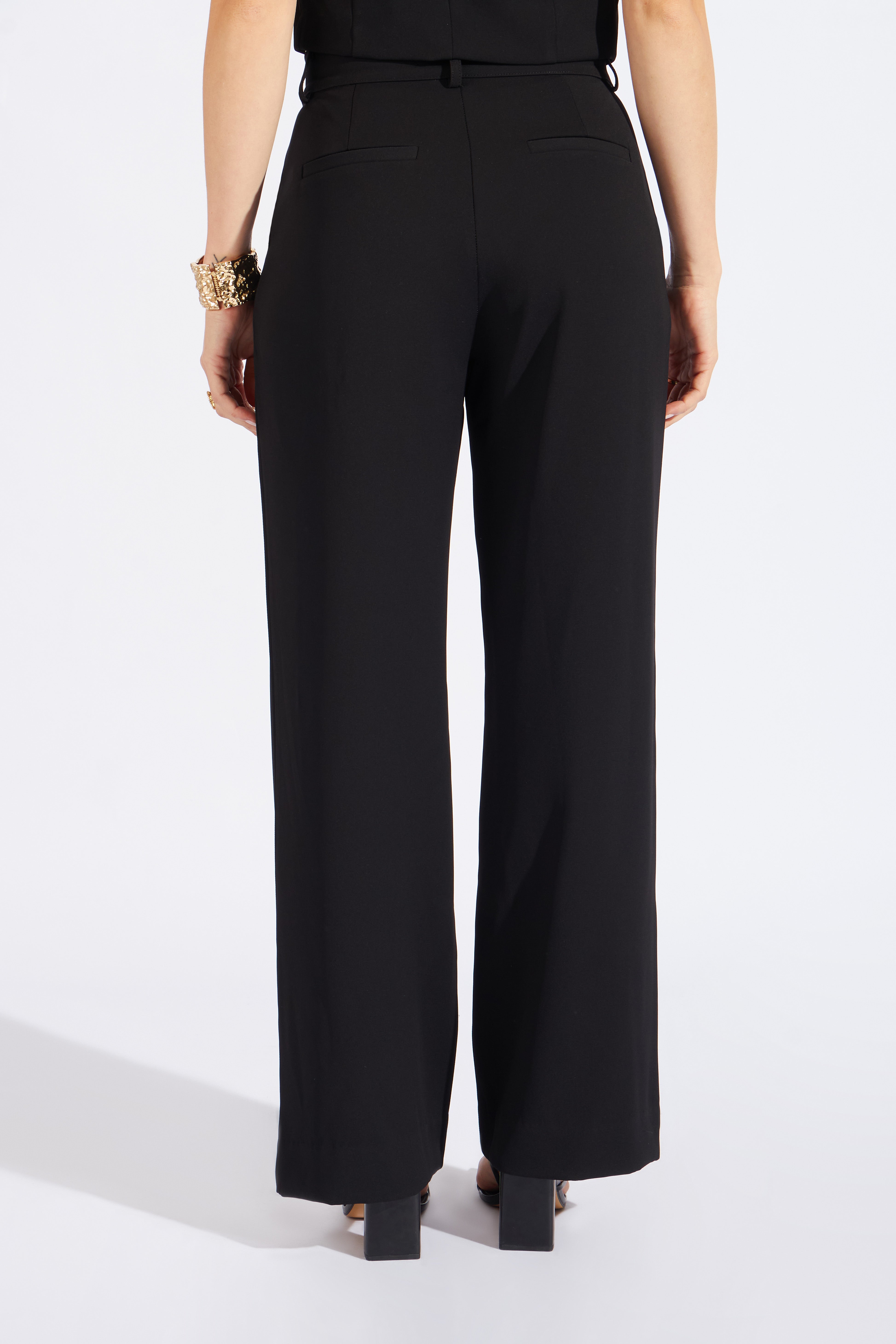 Pantalón Fluido Estructura  - Negro