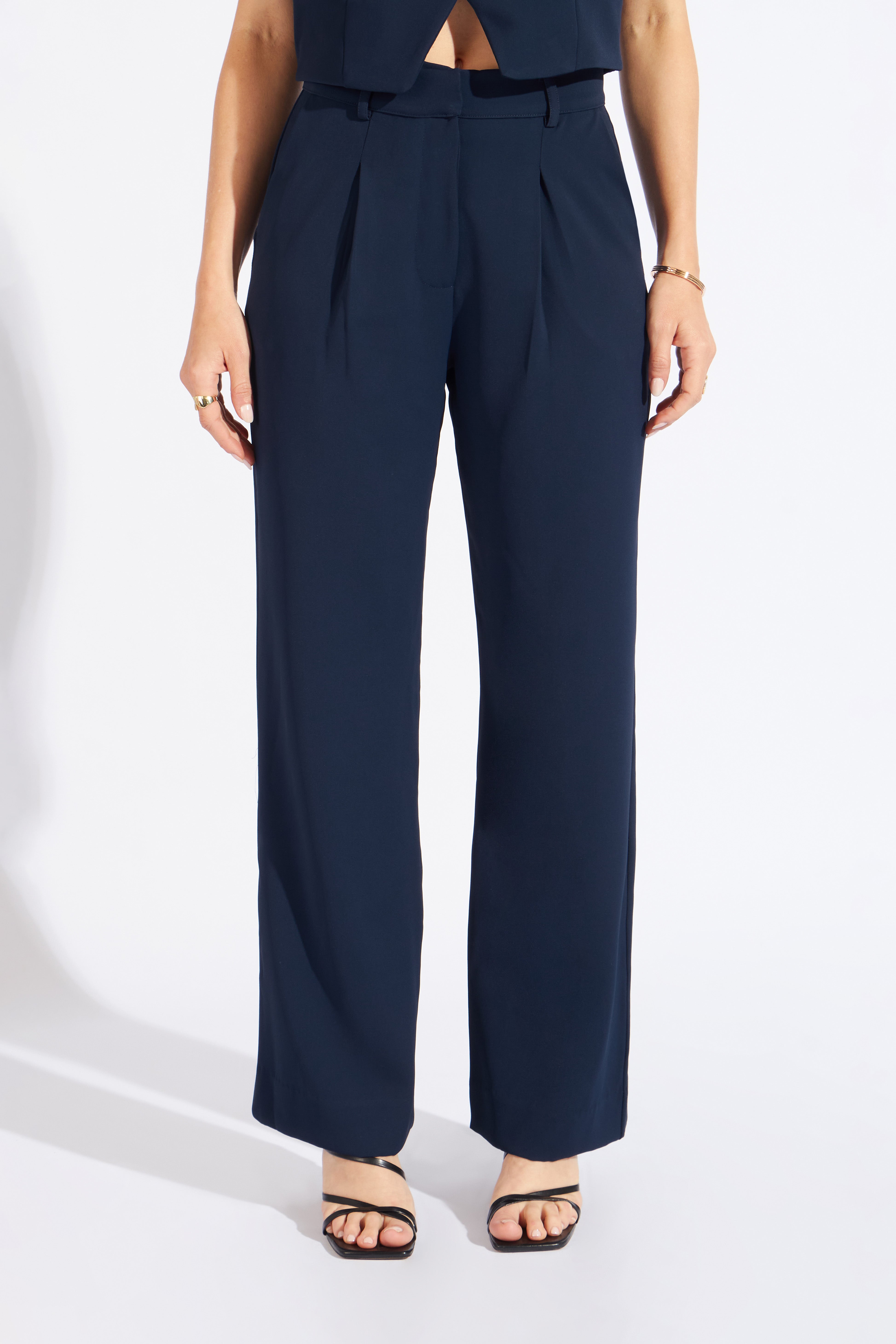 Pantalón Fluido Estructura  - Azul