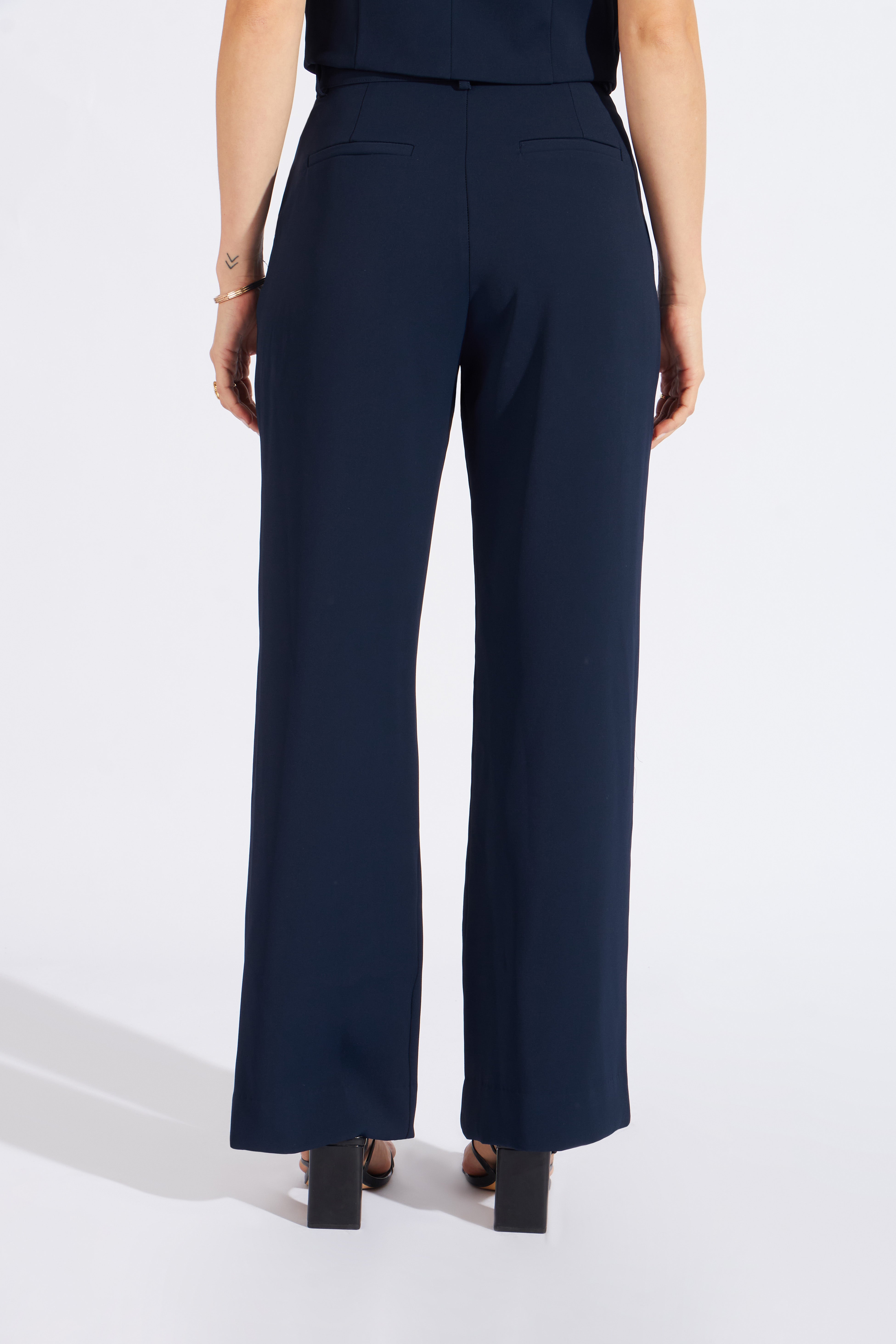 Pantalón Fluido Estructura  - Azul