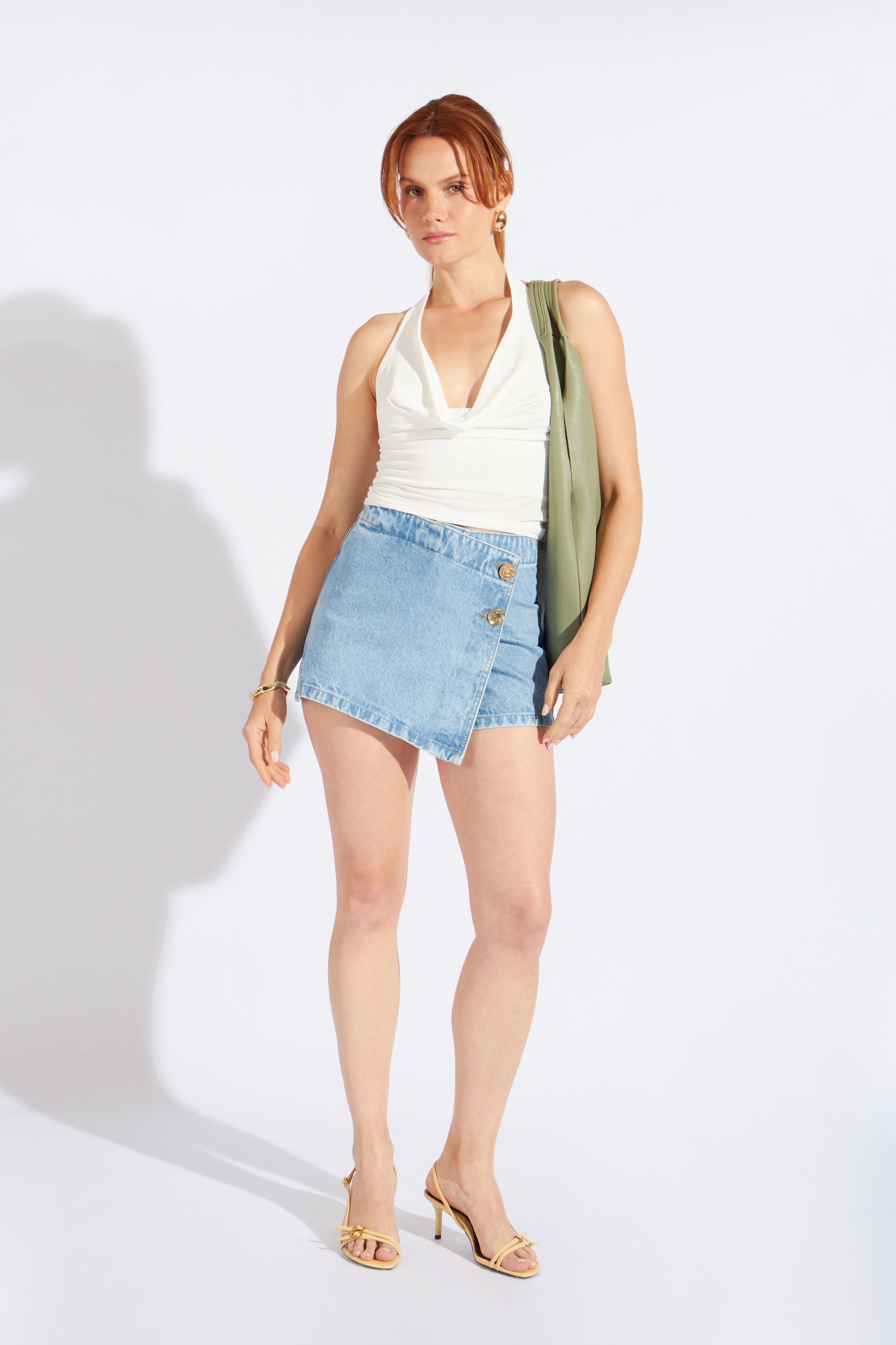 Top Halter Drapeado Corto - Perla
