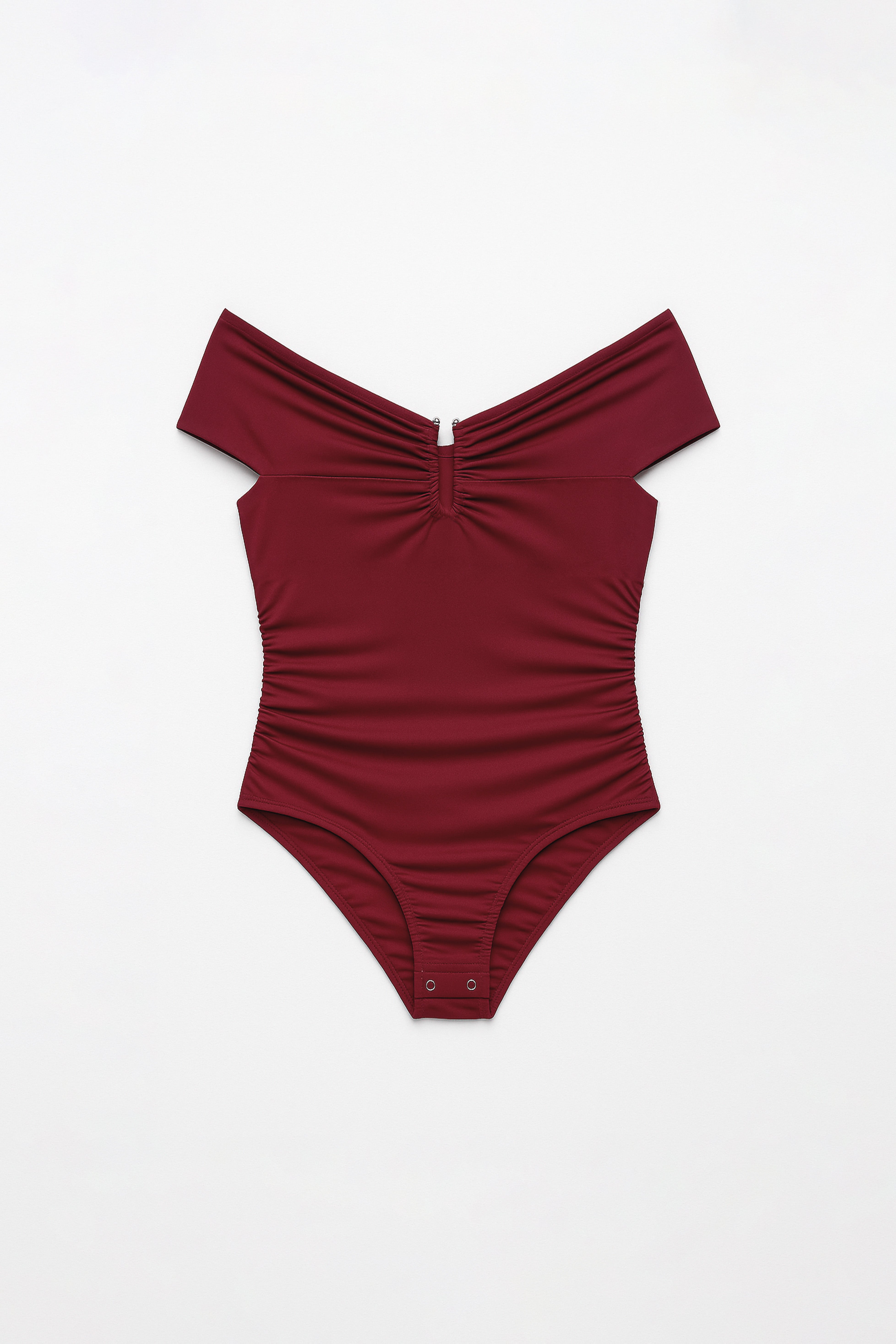 Body Off Shoulder Drapeado con Adorno - Borgoña