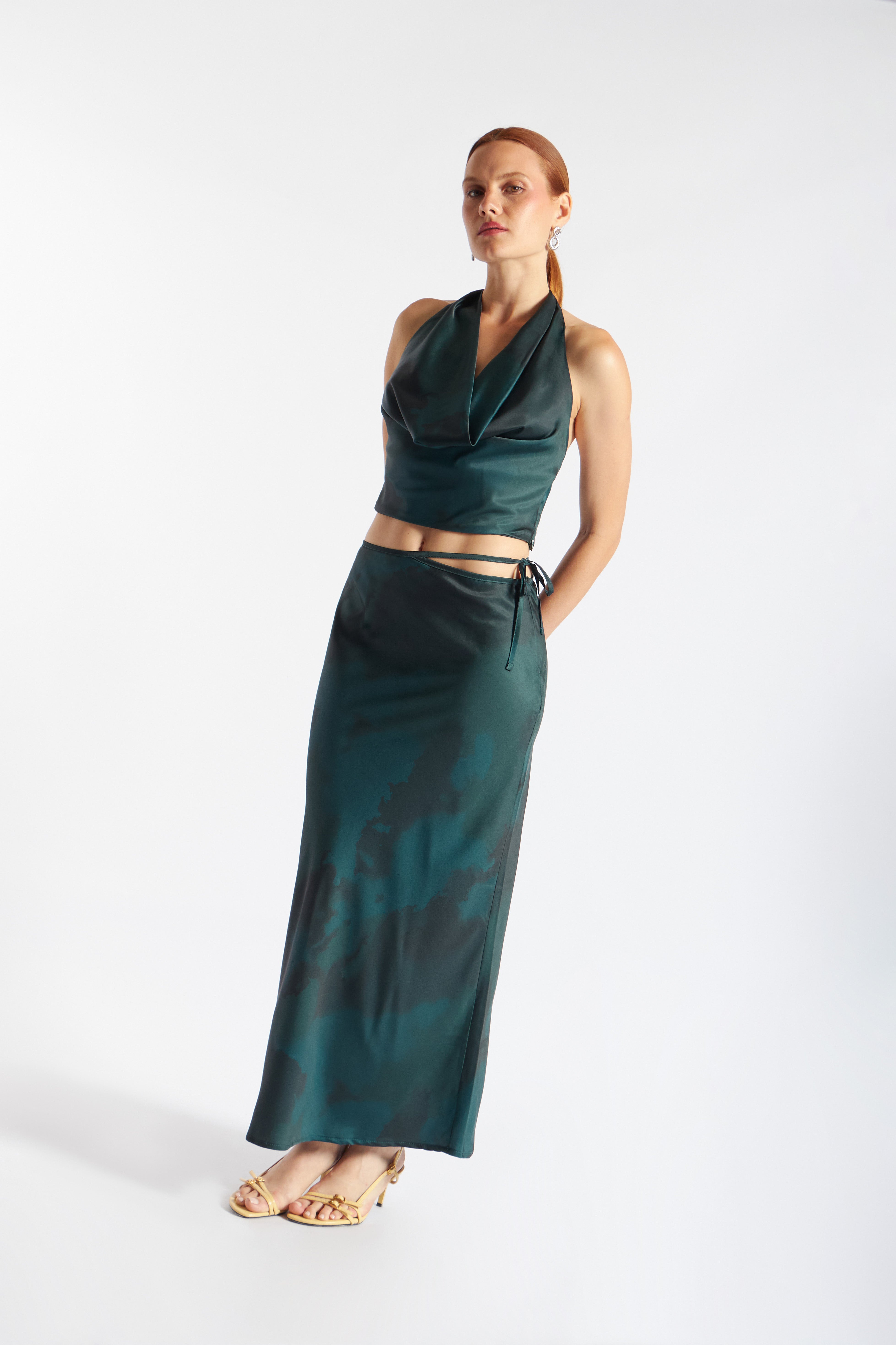 Top Halter Drapeado - Verde Botella