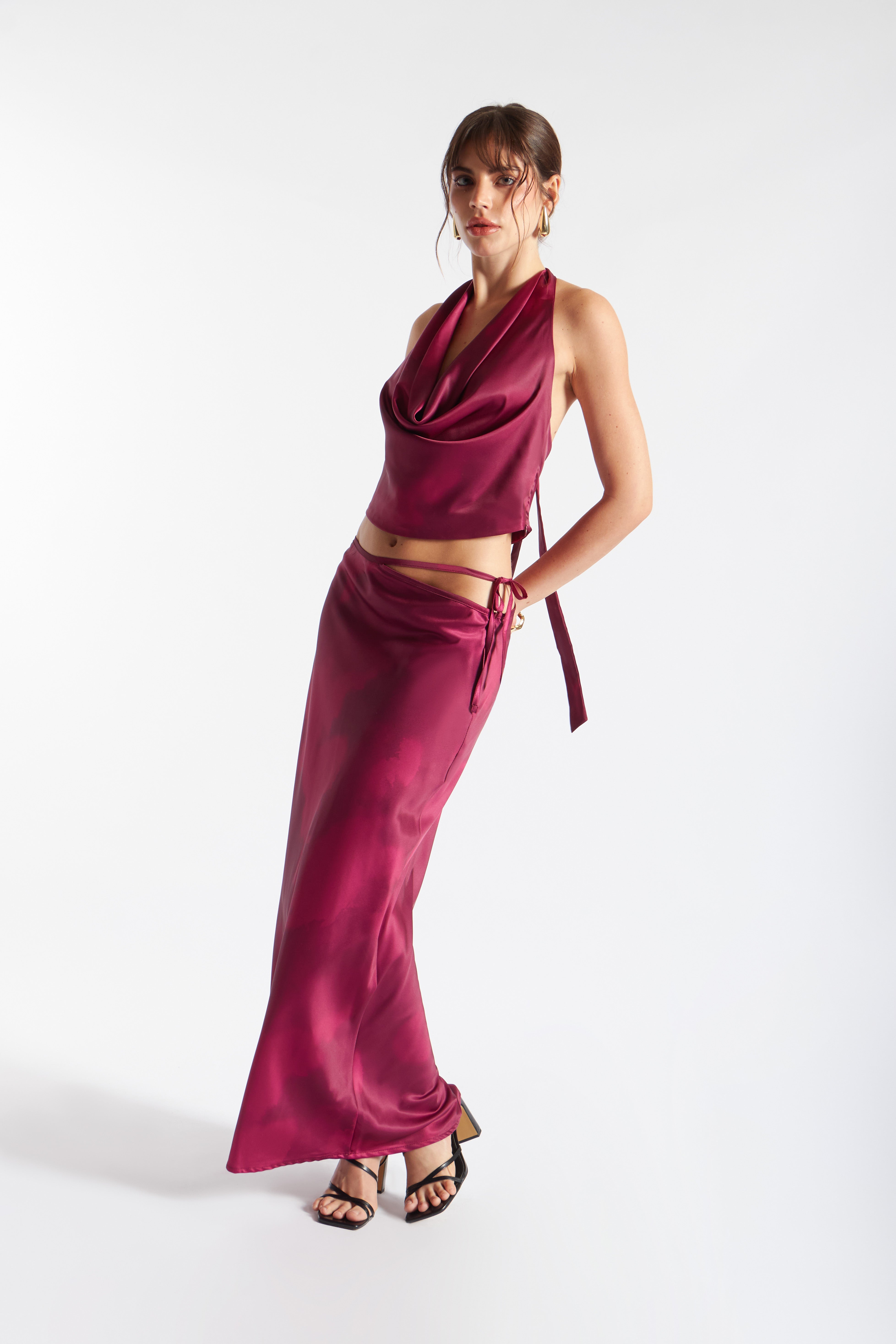 Top Halter Drapeado - Borgoña