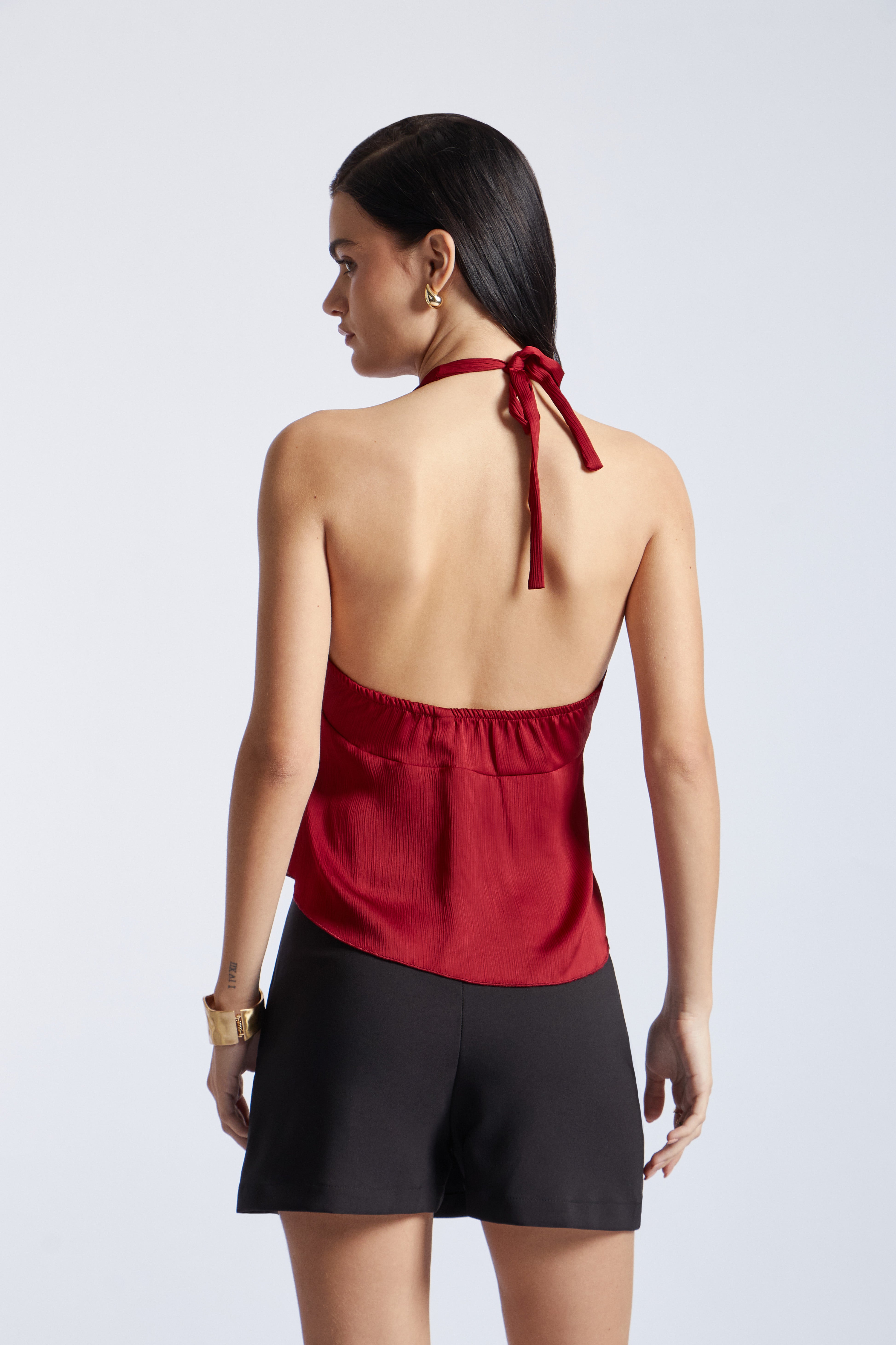Split Halter Top Broche - Vino