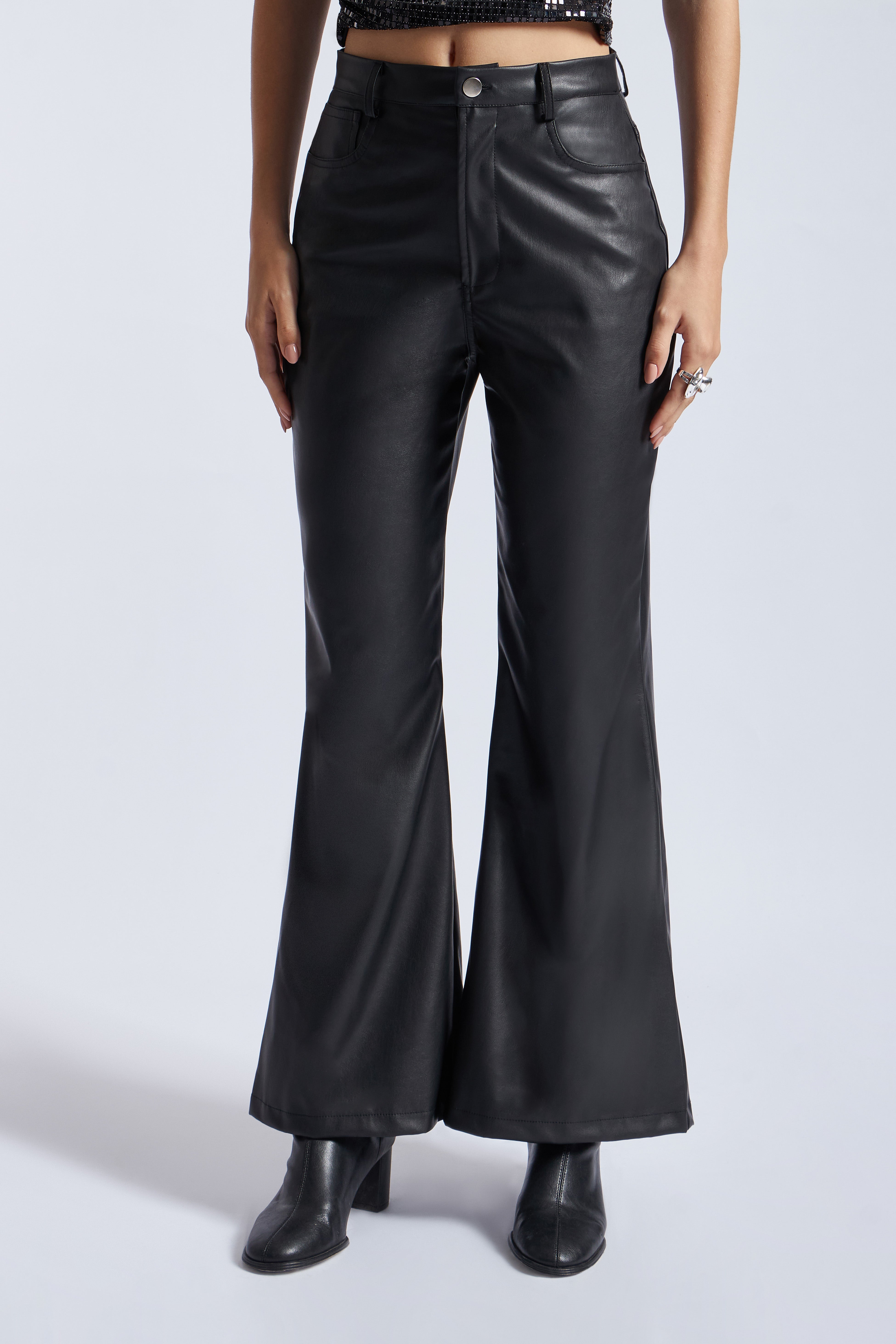 Pantalón High Waist Cuerina - Negro
