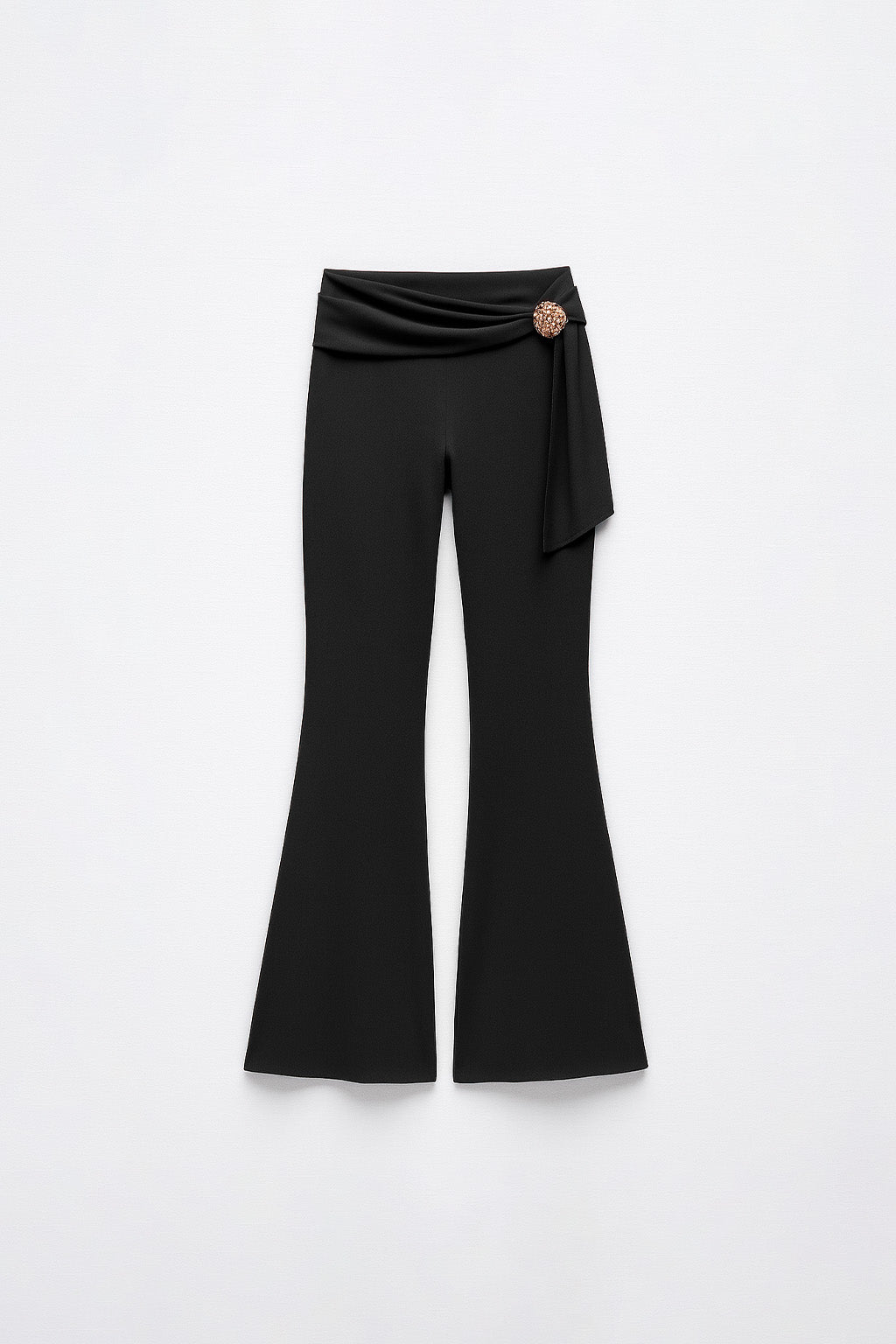 Pantalón Flare con Broche - Negro