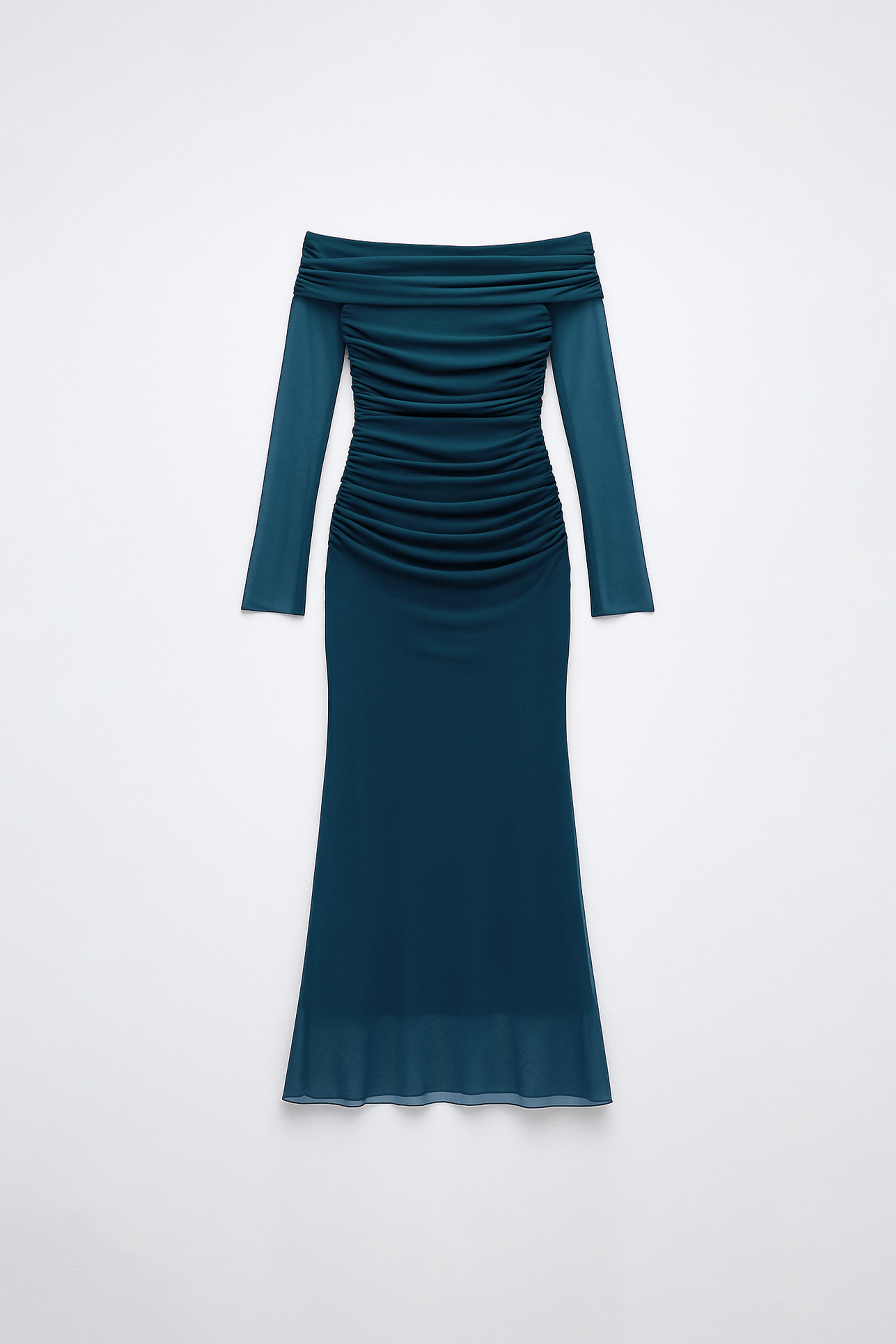 Maxi Vestido Off Shoulder Tulle - Cobalto