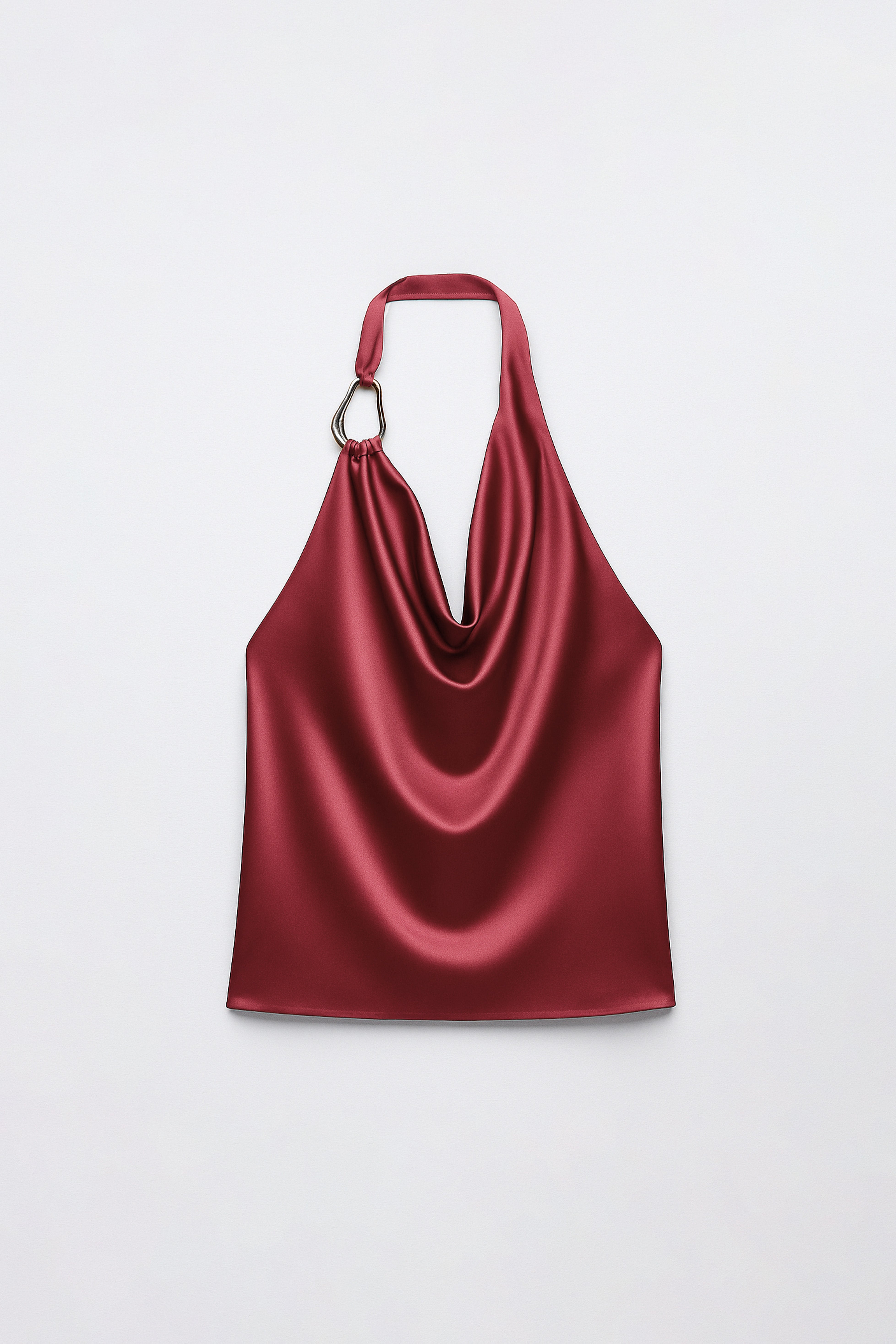 Top Halter Drapeado con Broche - Vino