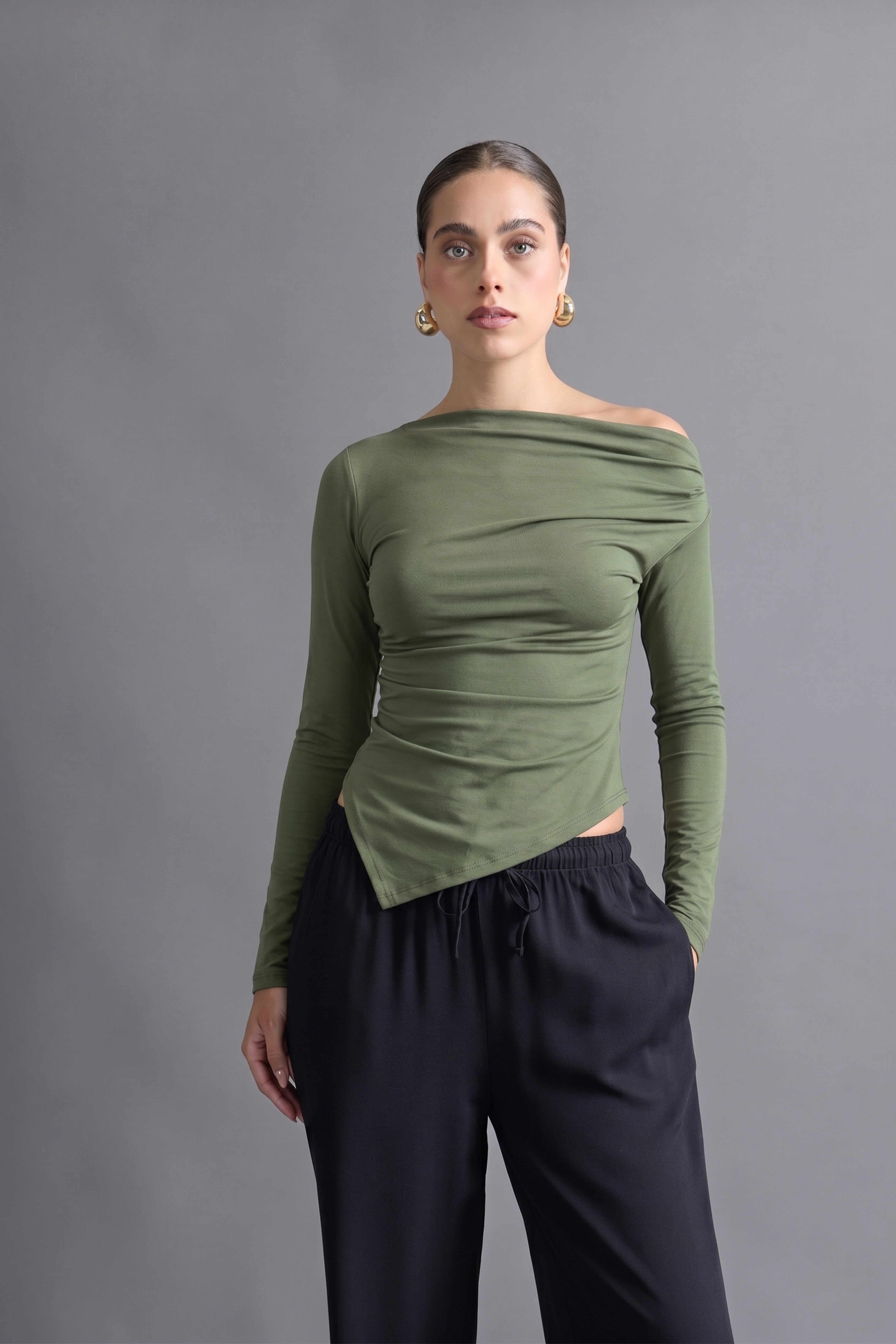 Top Bare One Shoulder Diagonal - Verde