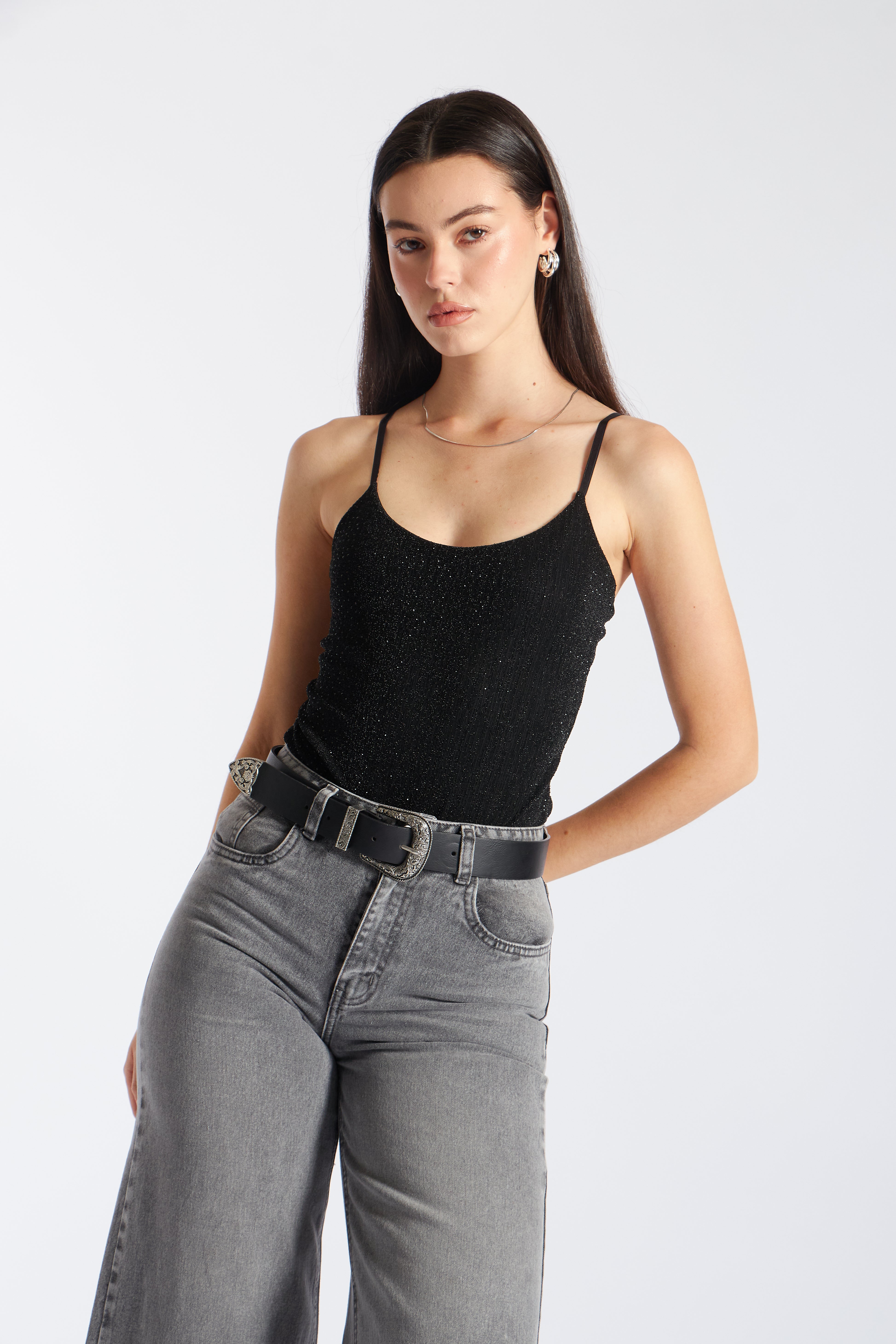 Body Strass Minimal - Negro