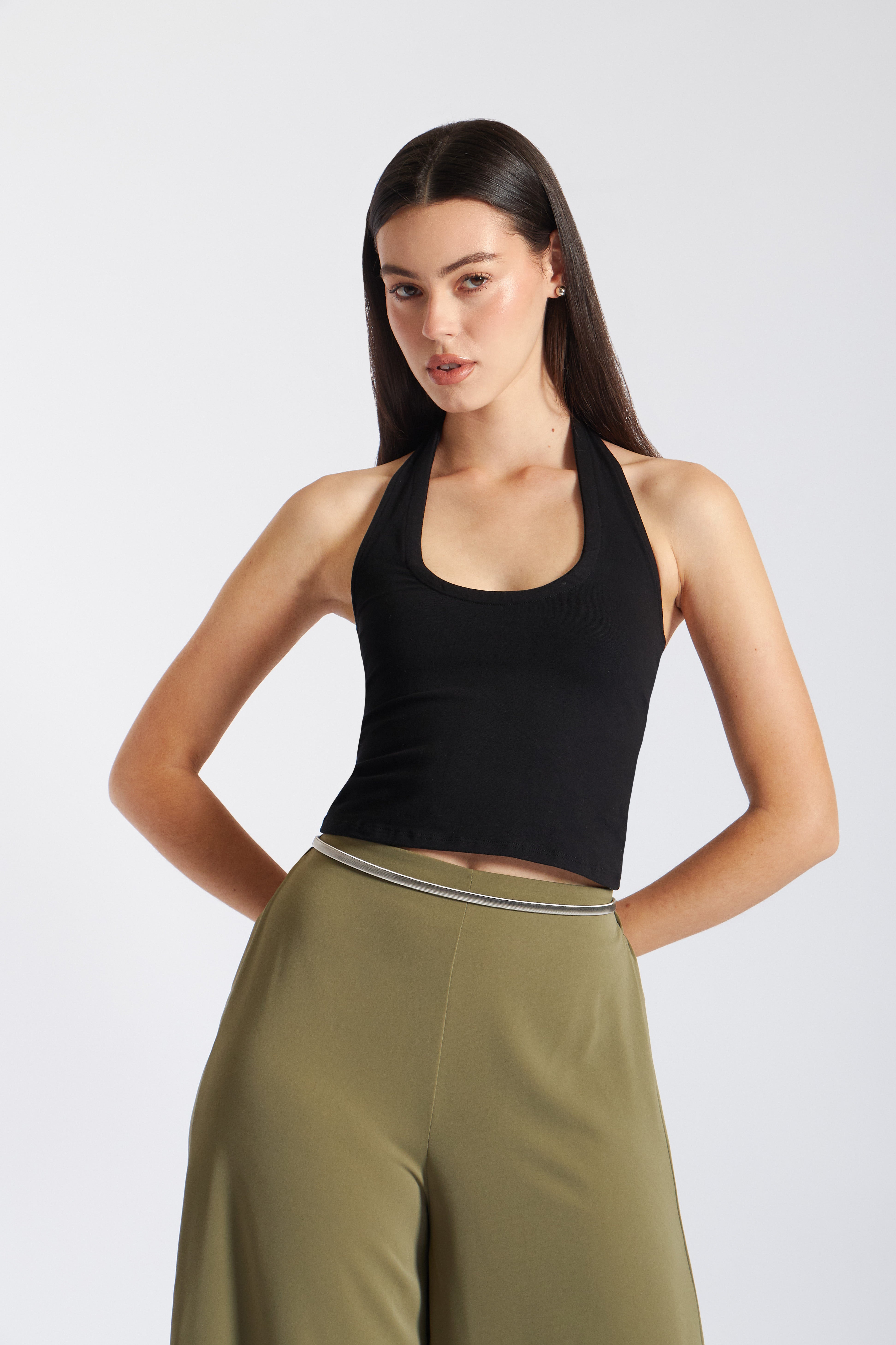 Top Punto Halter Básico - Negro