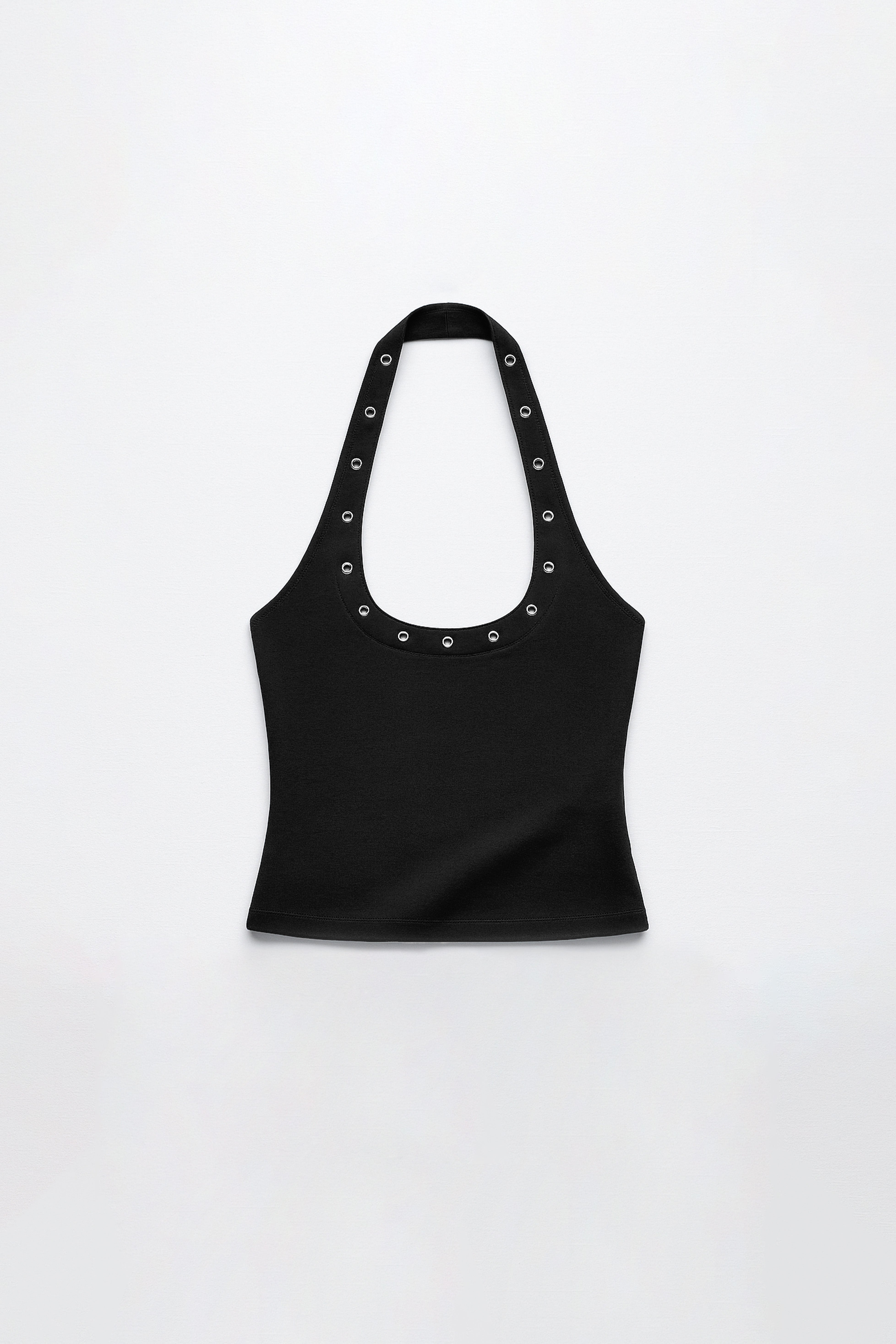 Top Punto Halter con Apliques - Negro
