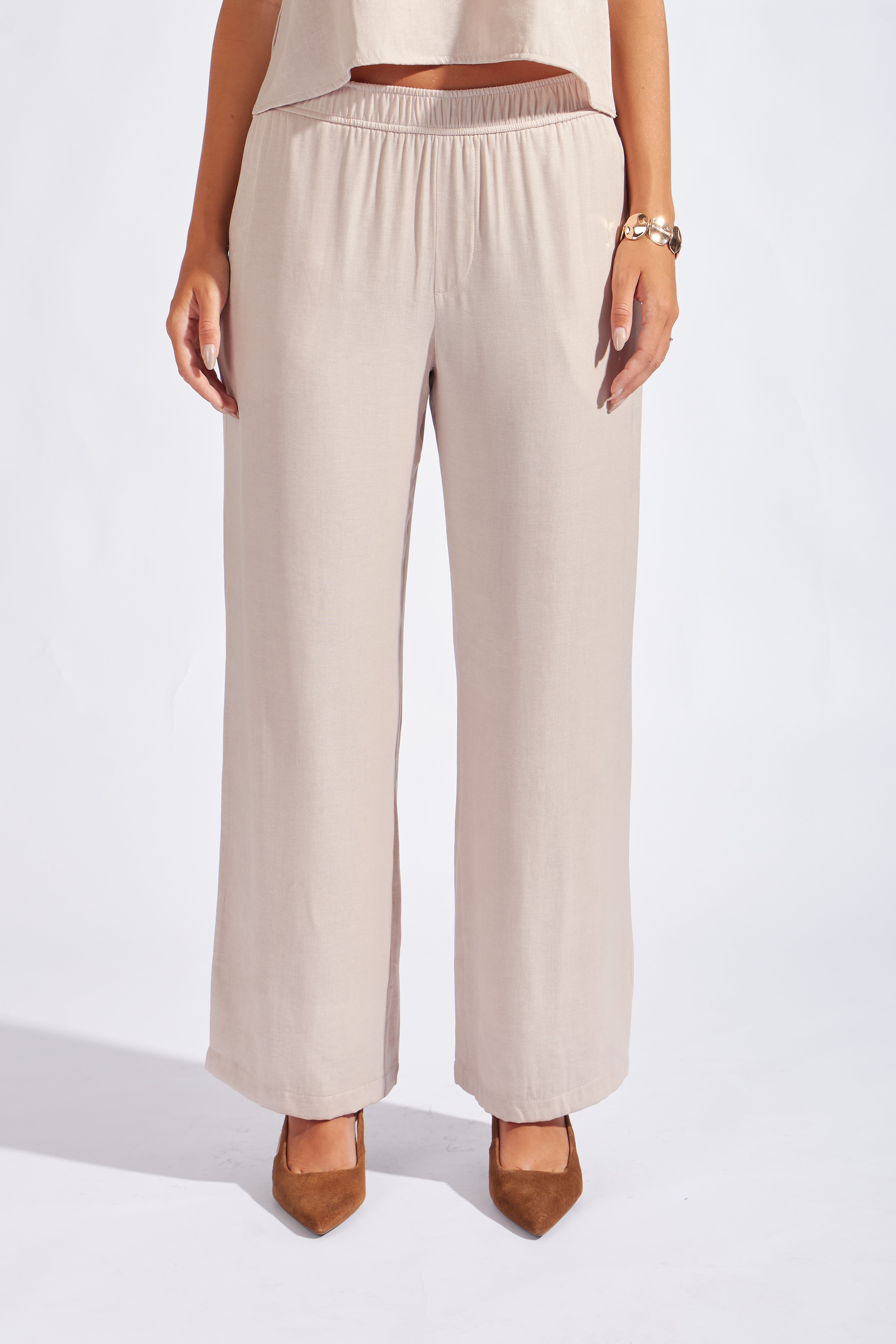 Pantalón Recto Básico - Beige