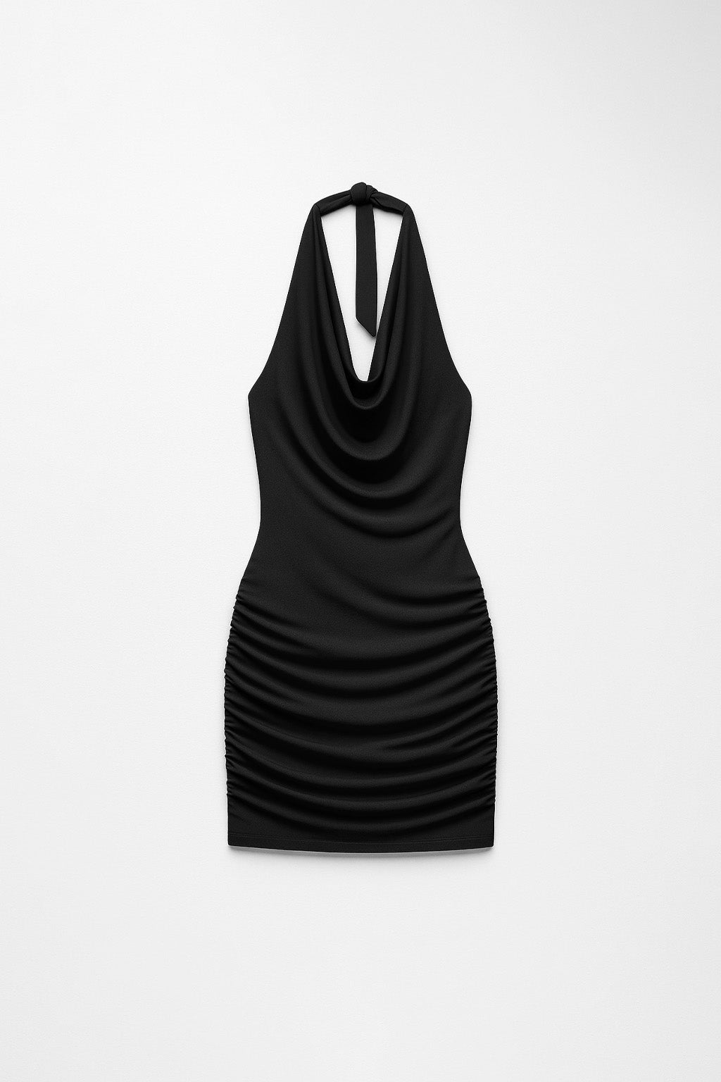 Vestido Drapeado Nudo - Negro