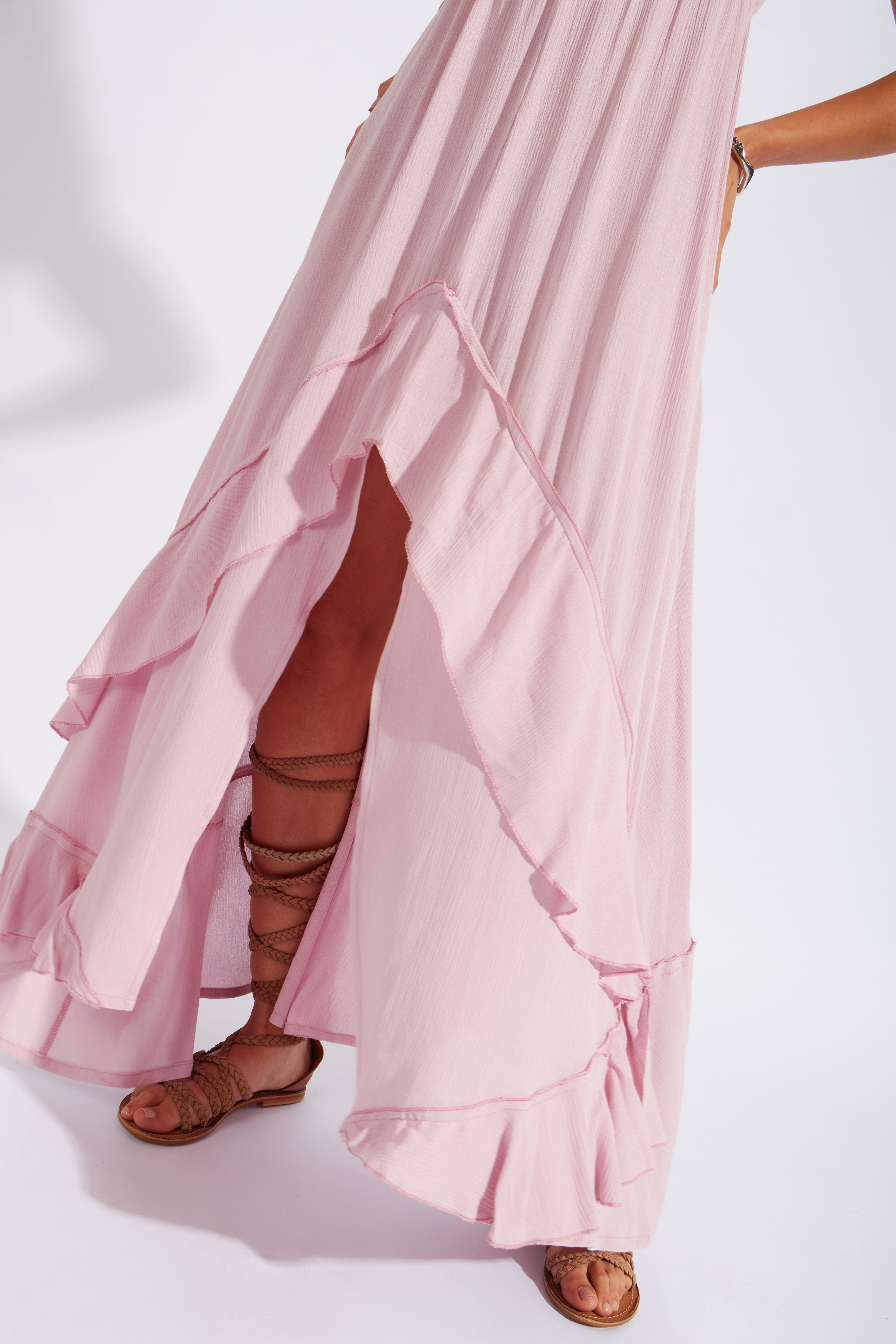 Vestido Midi Volantes - Palo Rosa