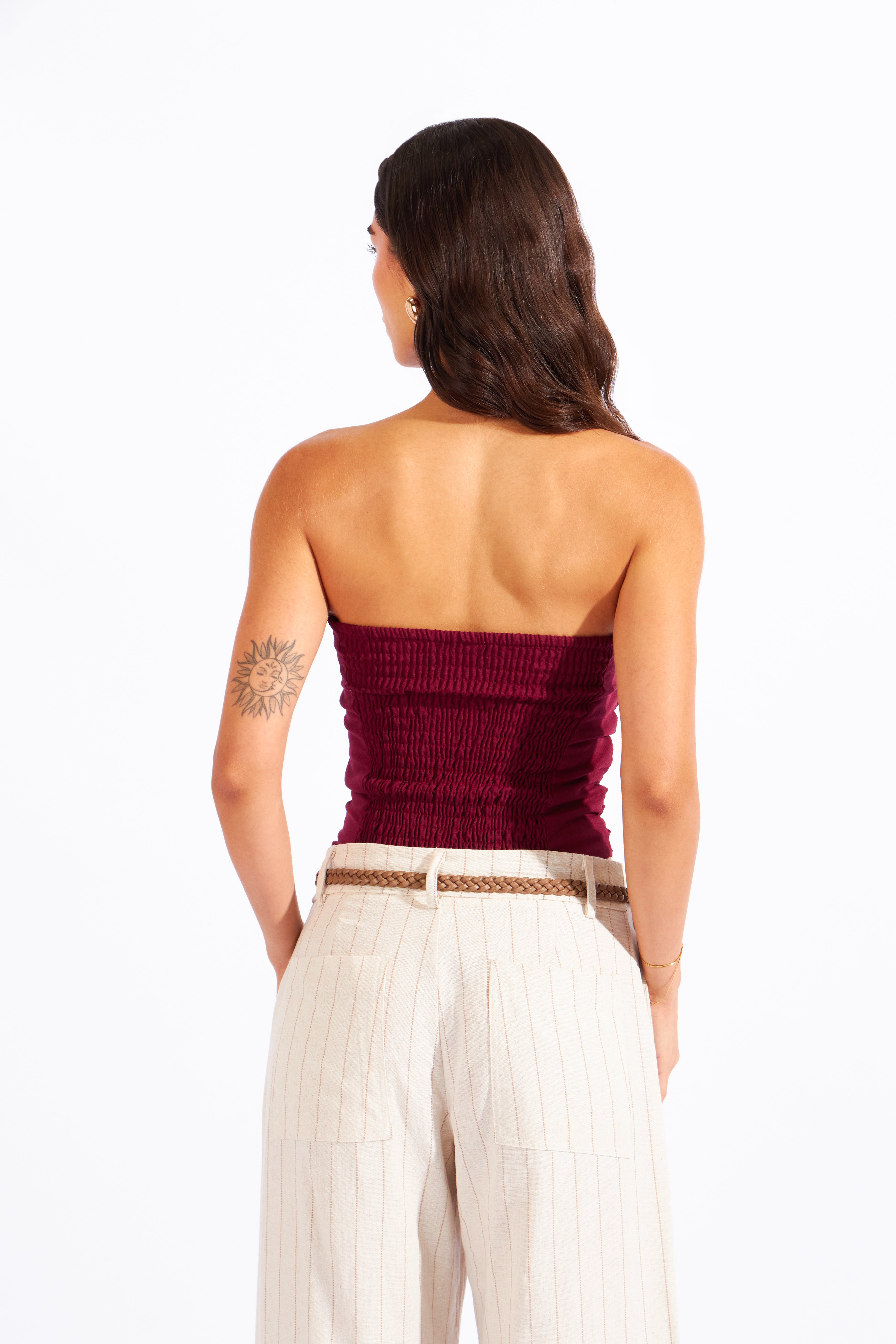 Top Strapless Rústico - Borgoña