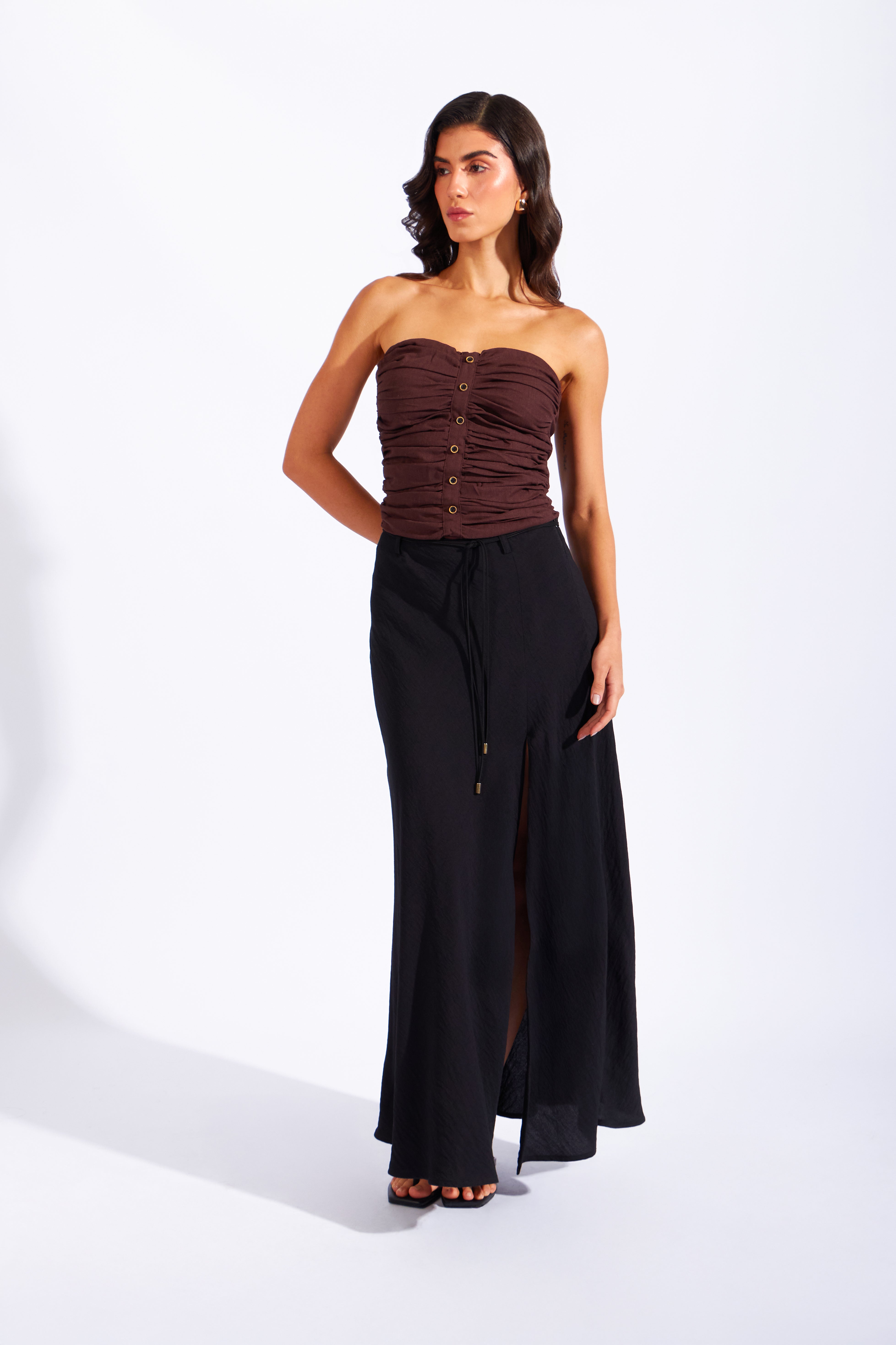 Top Strapless Rústico - Marrón