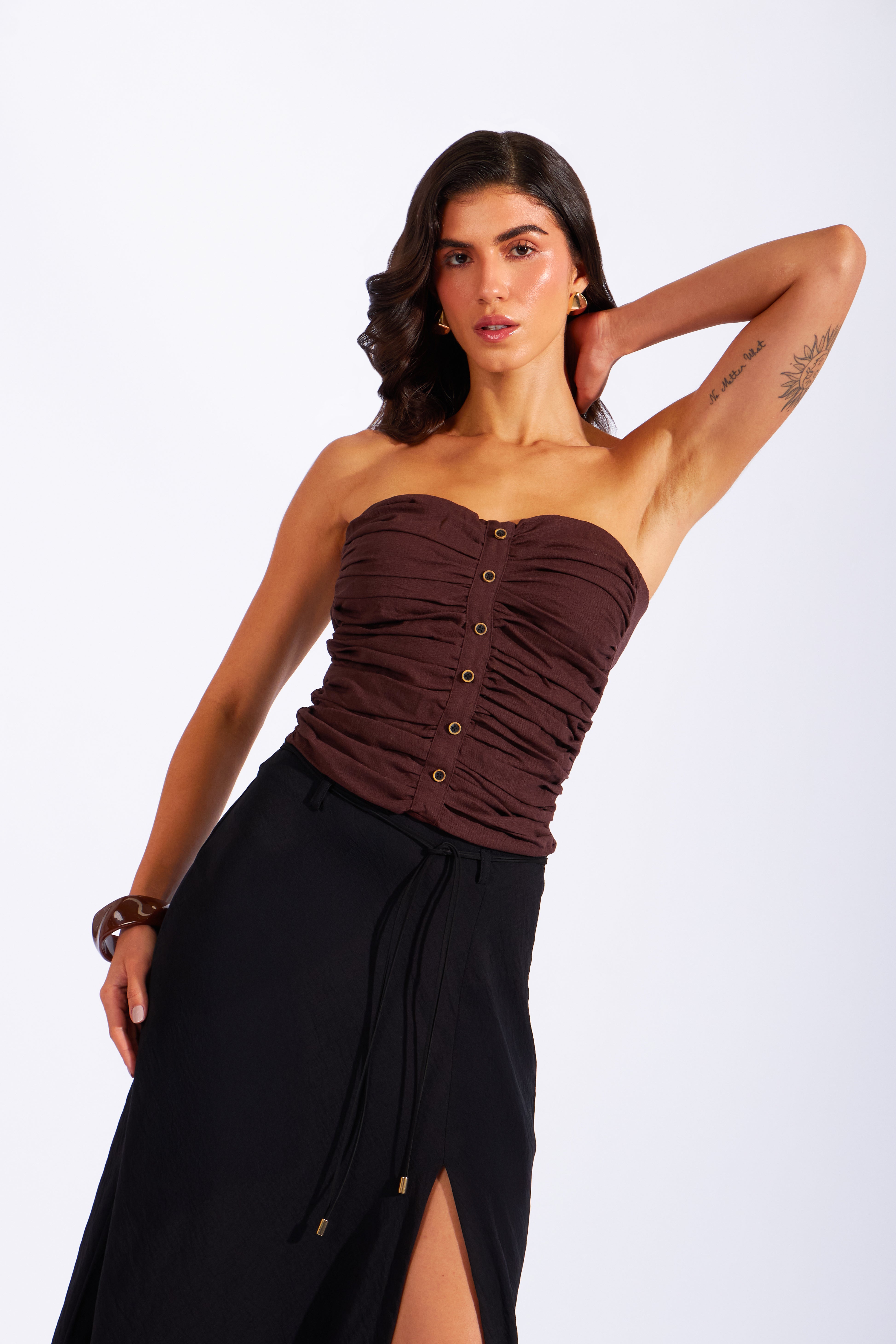 Top Strapless Rústico - Marrón