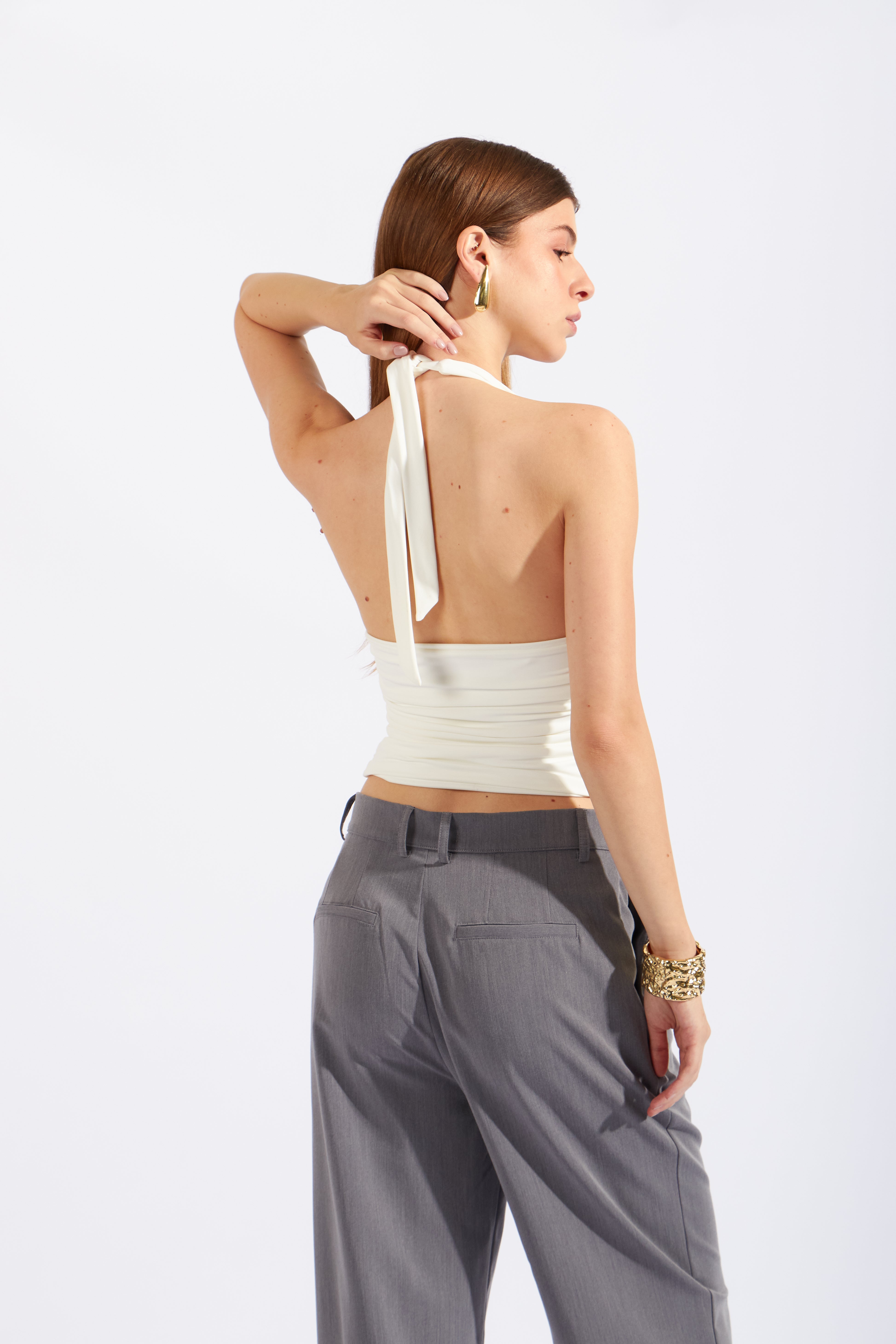 Top Halter Fruncido Joya - Perla