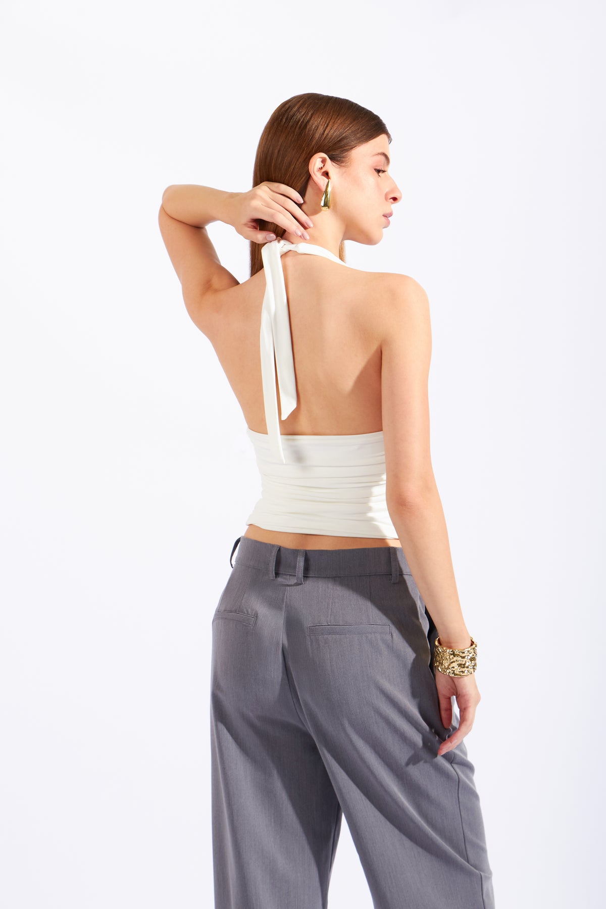 Top Halter Fruncido Joya - Perla