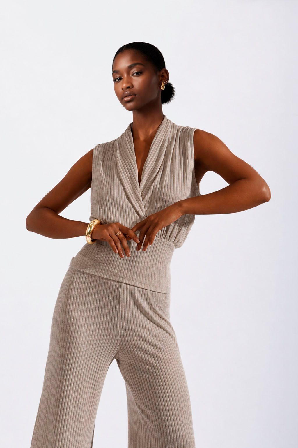 Top Escote Solapa - Taupe