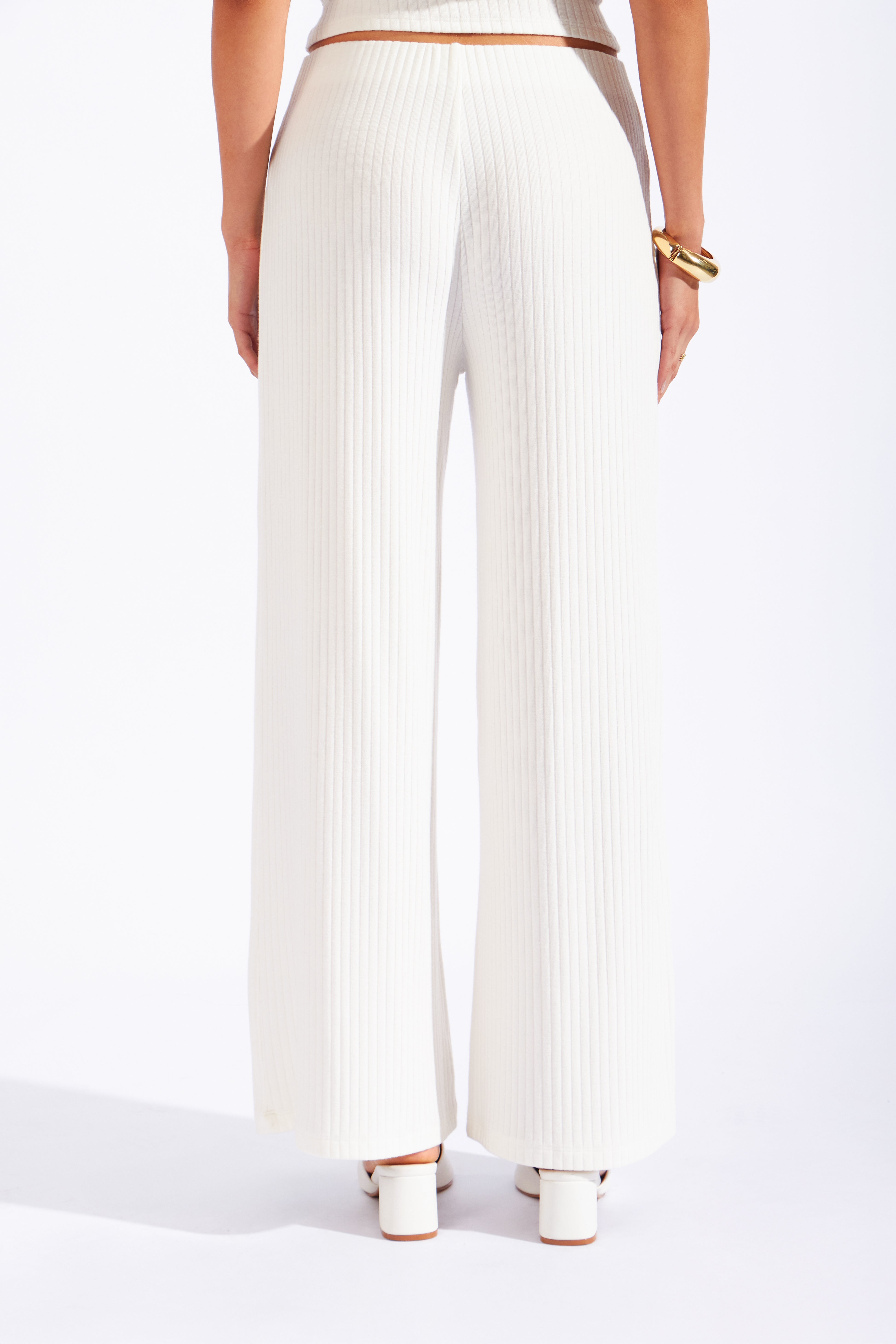 Pantalón Rib Straight - Perla