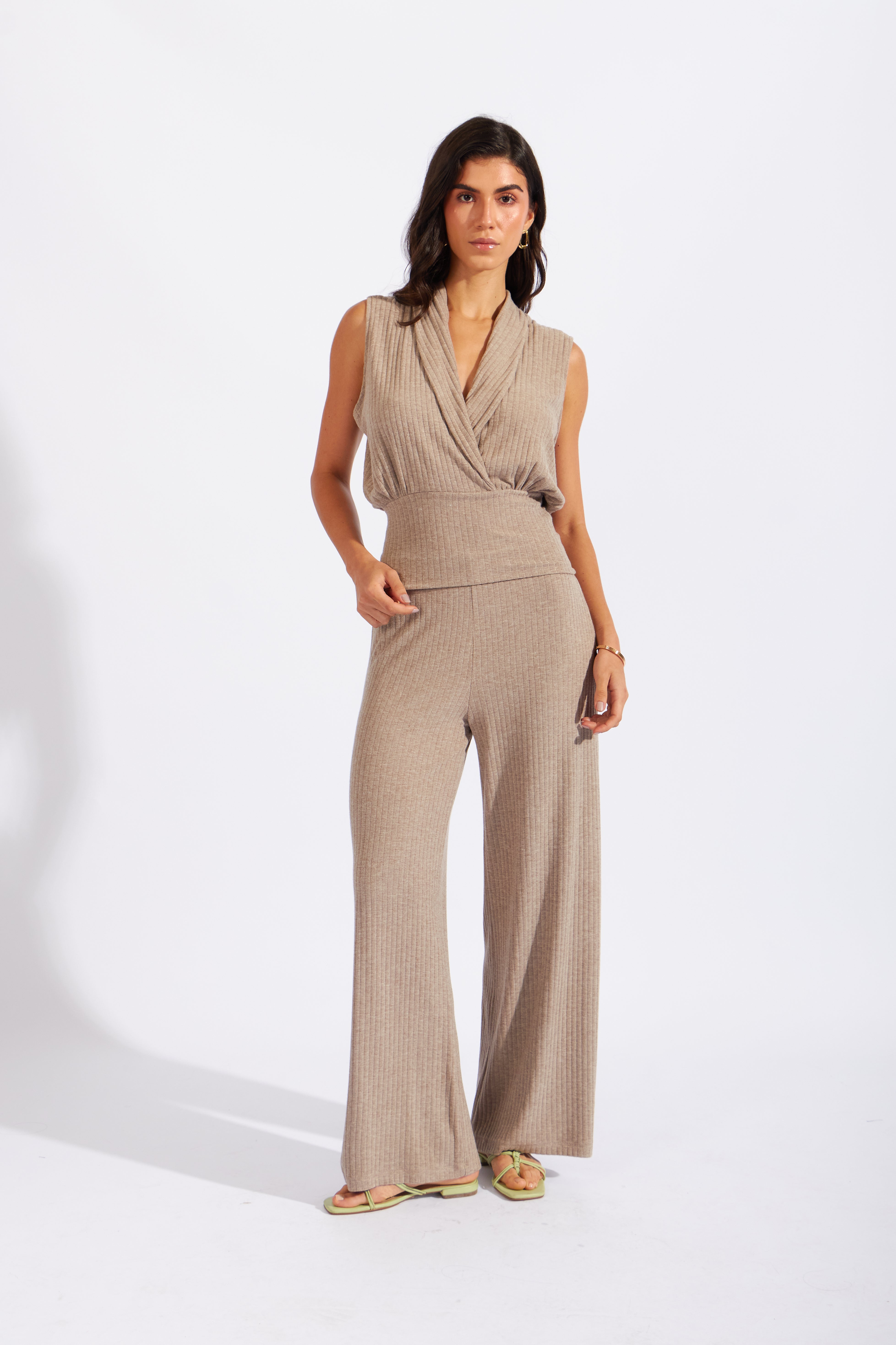 Pantalón Rib Straight - Taupe