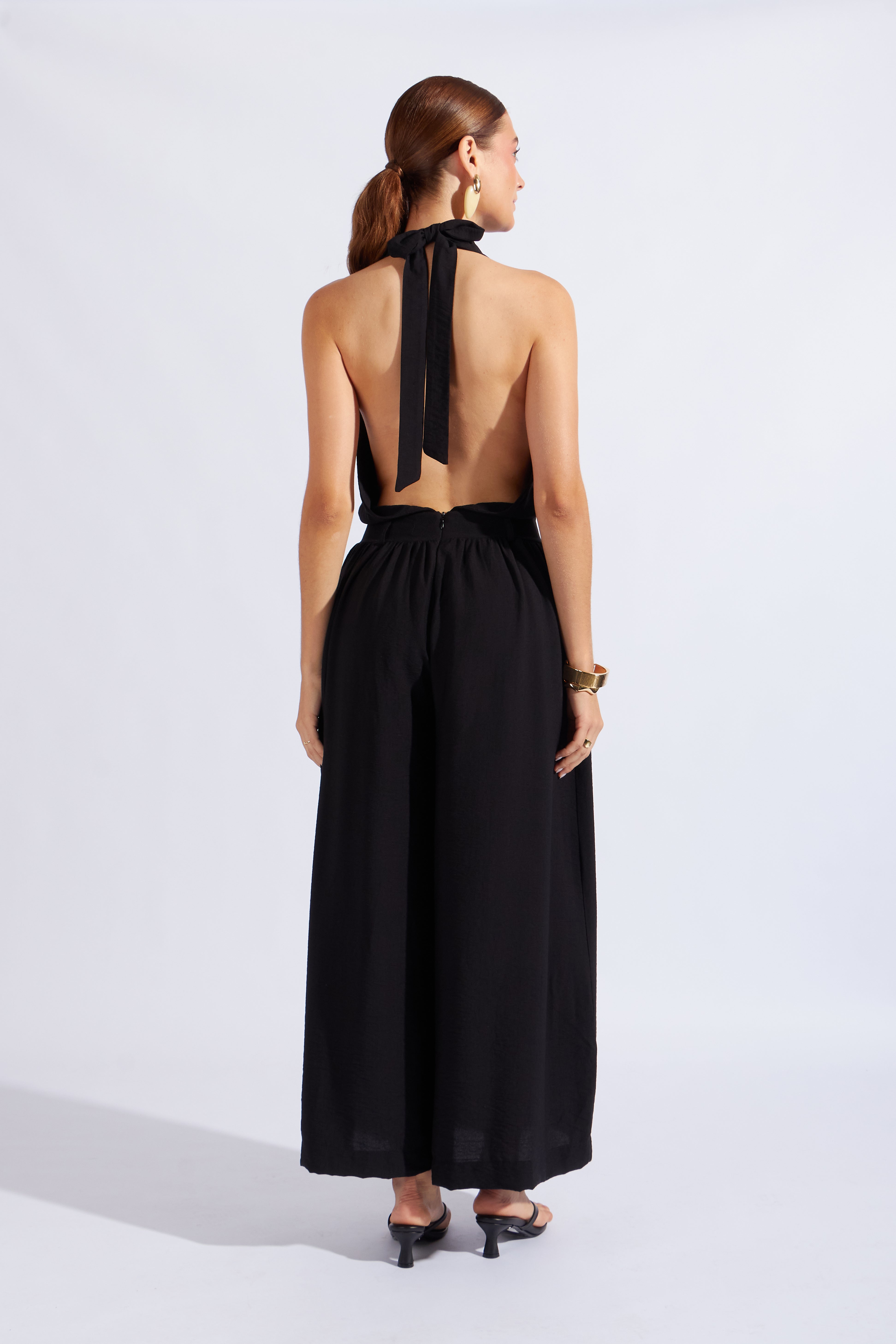 Enterizo Halter Palazzo - Negro