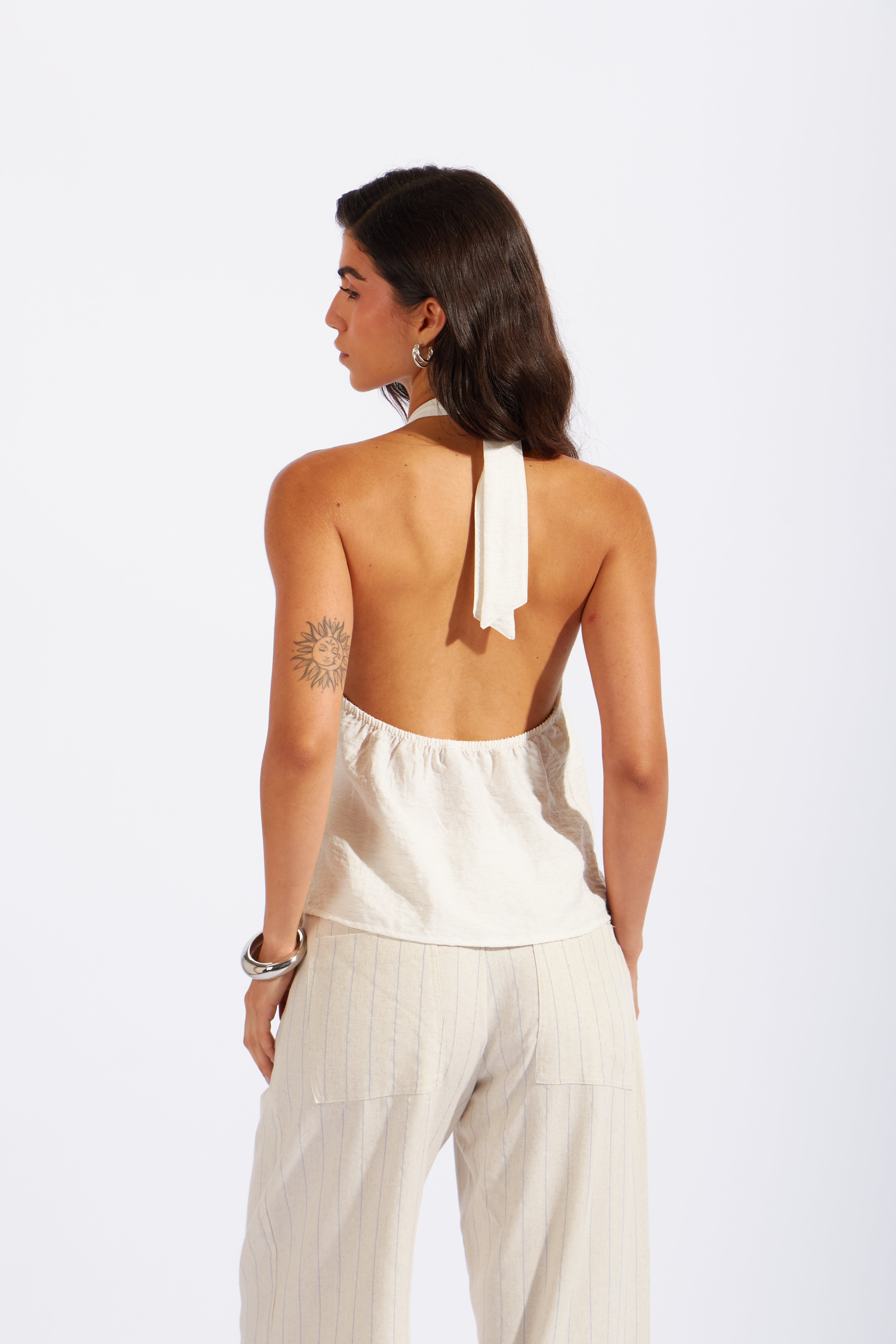 Top Halter Rústico Nudo - Perla