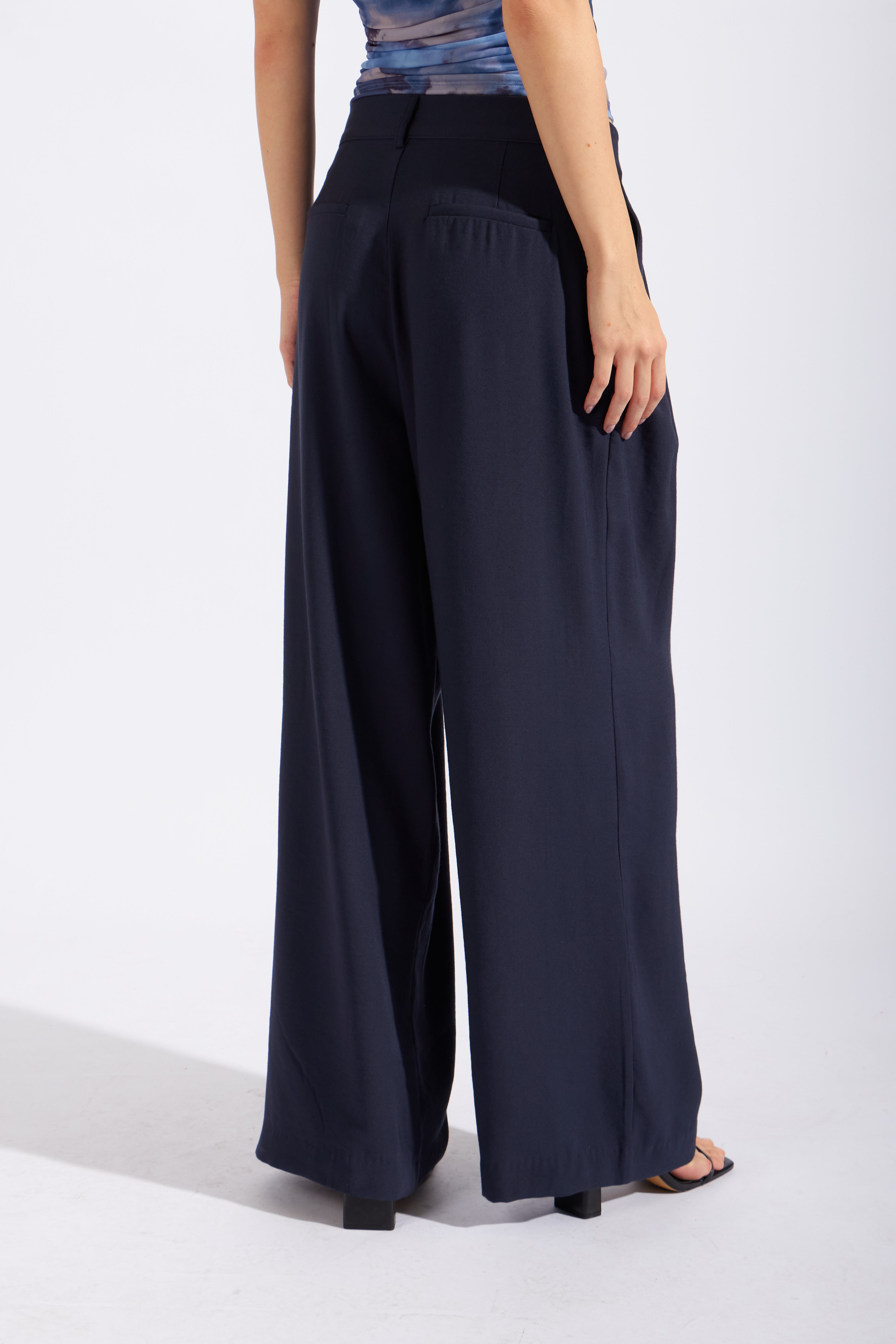 Pantalón Fluido Pliegue - Azul