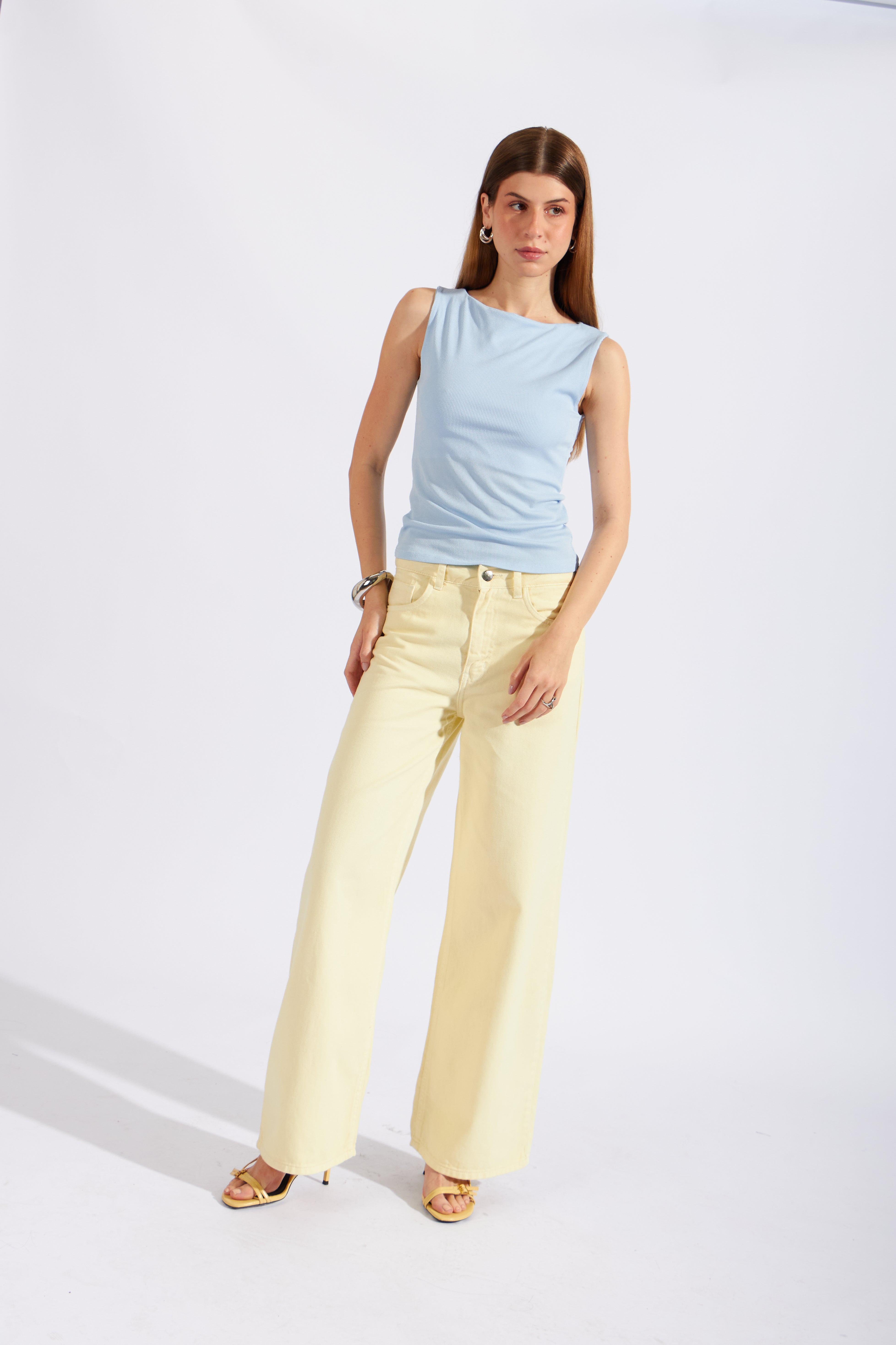 Top Rib Escote Barco - Celeste