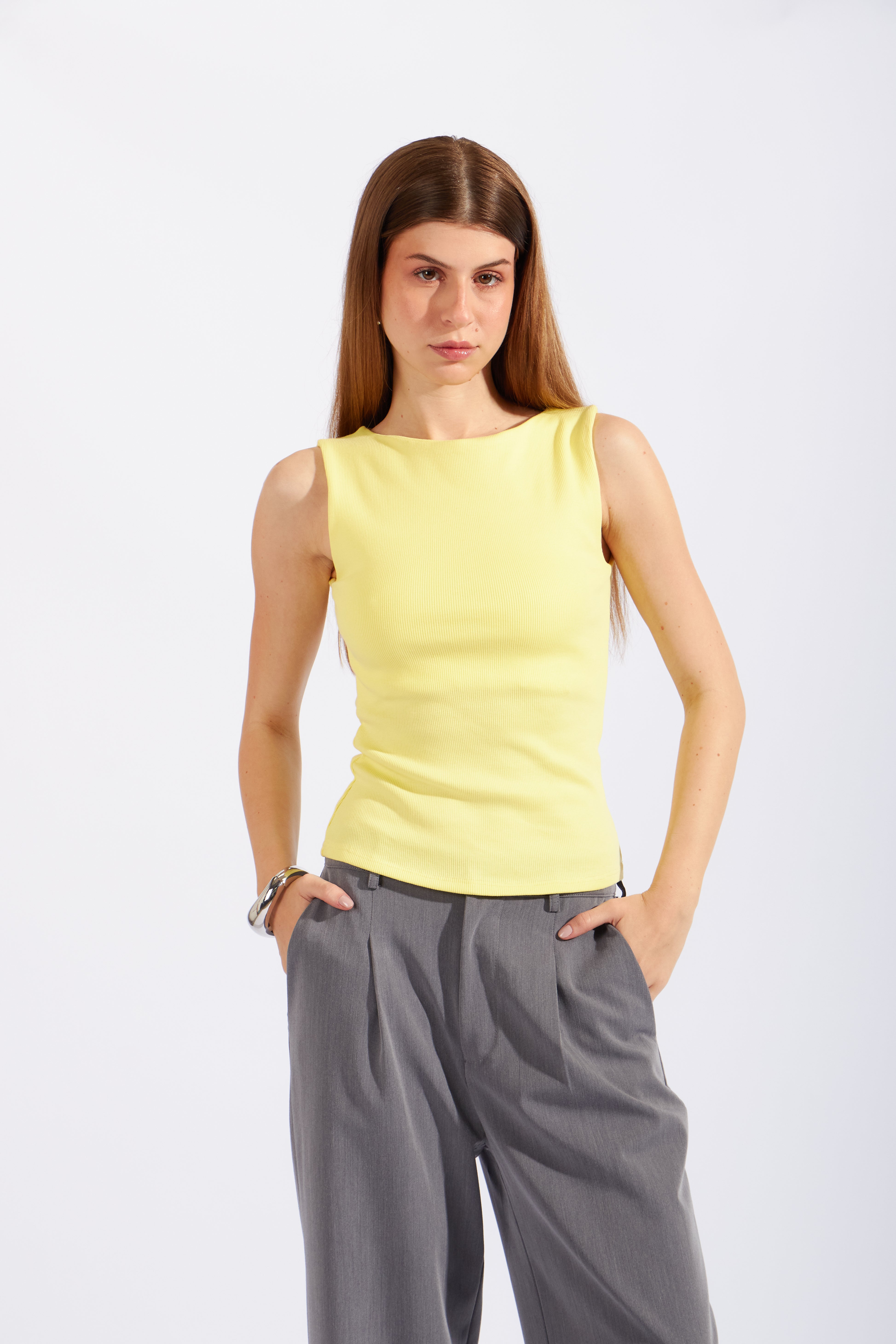 Top Rib Escote Barco - Amarillo