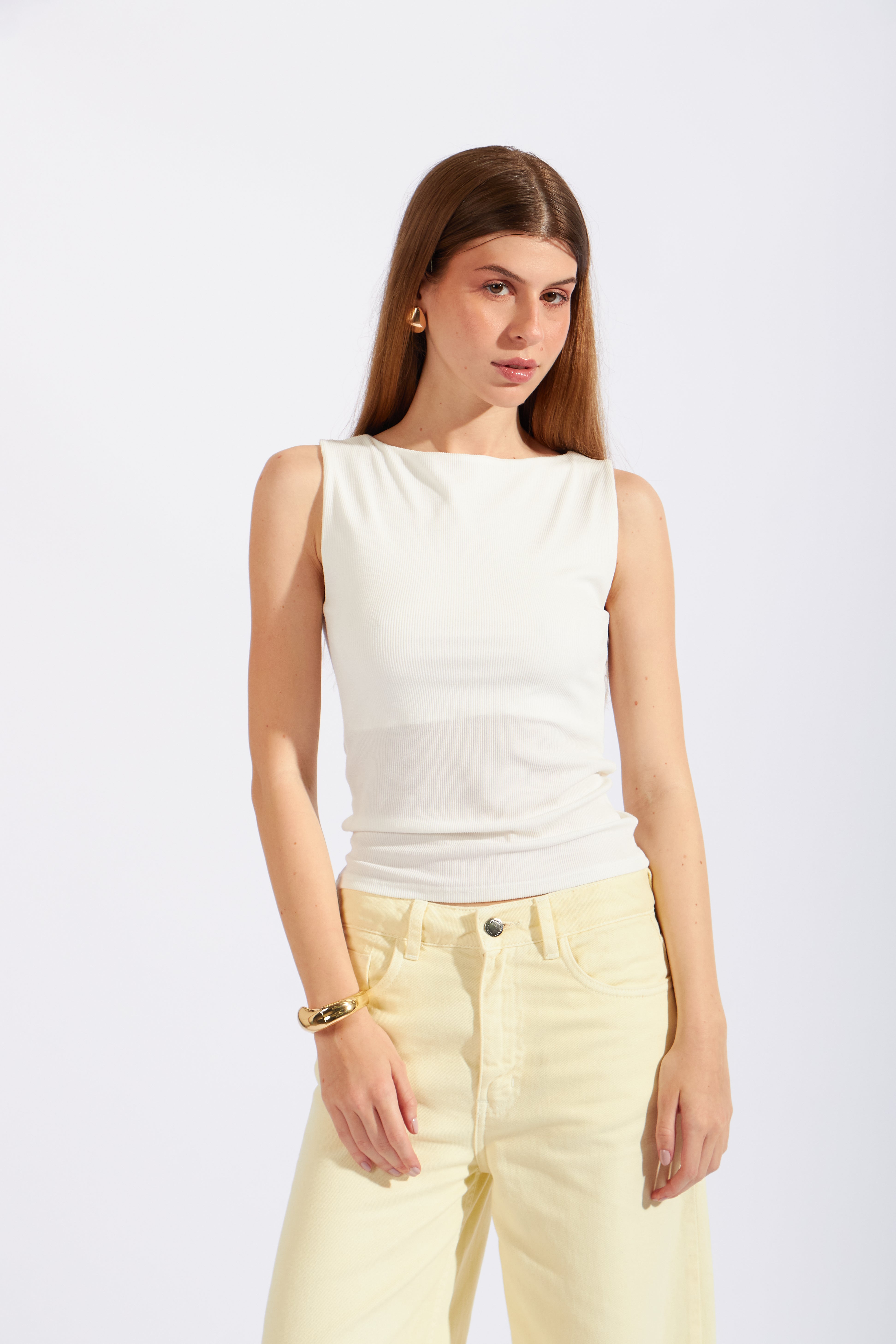 Top Rib Escote Barco - Perla