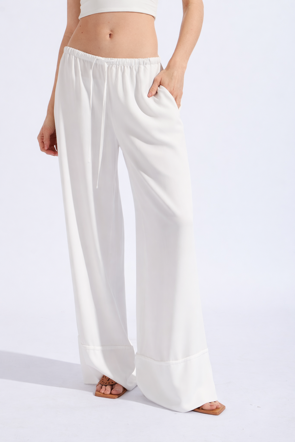 Pantalón Fluido Elásticado - Perla