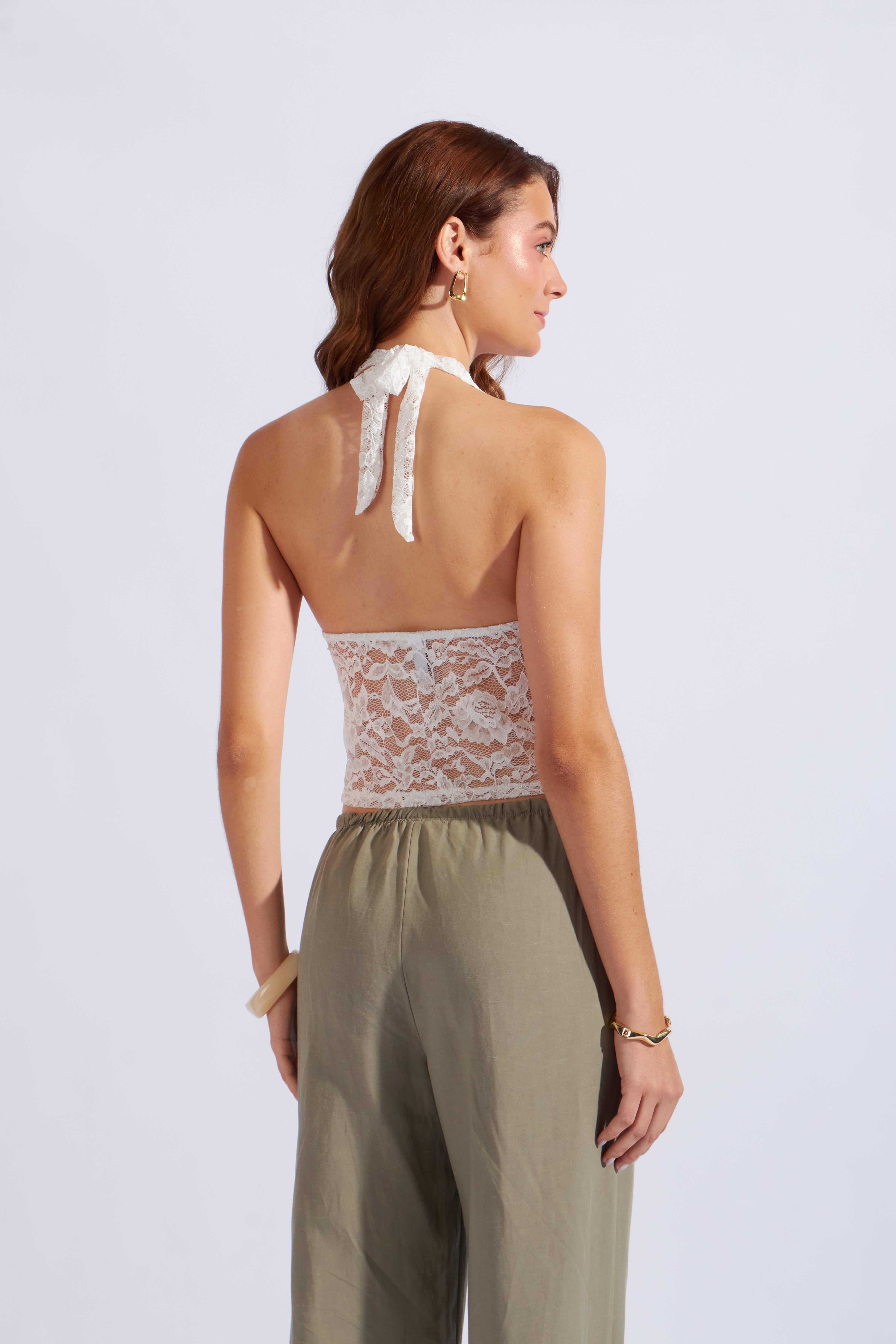 Top Encaje Halter - Perla