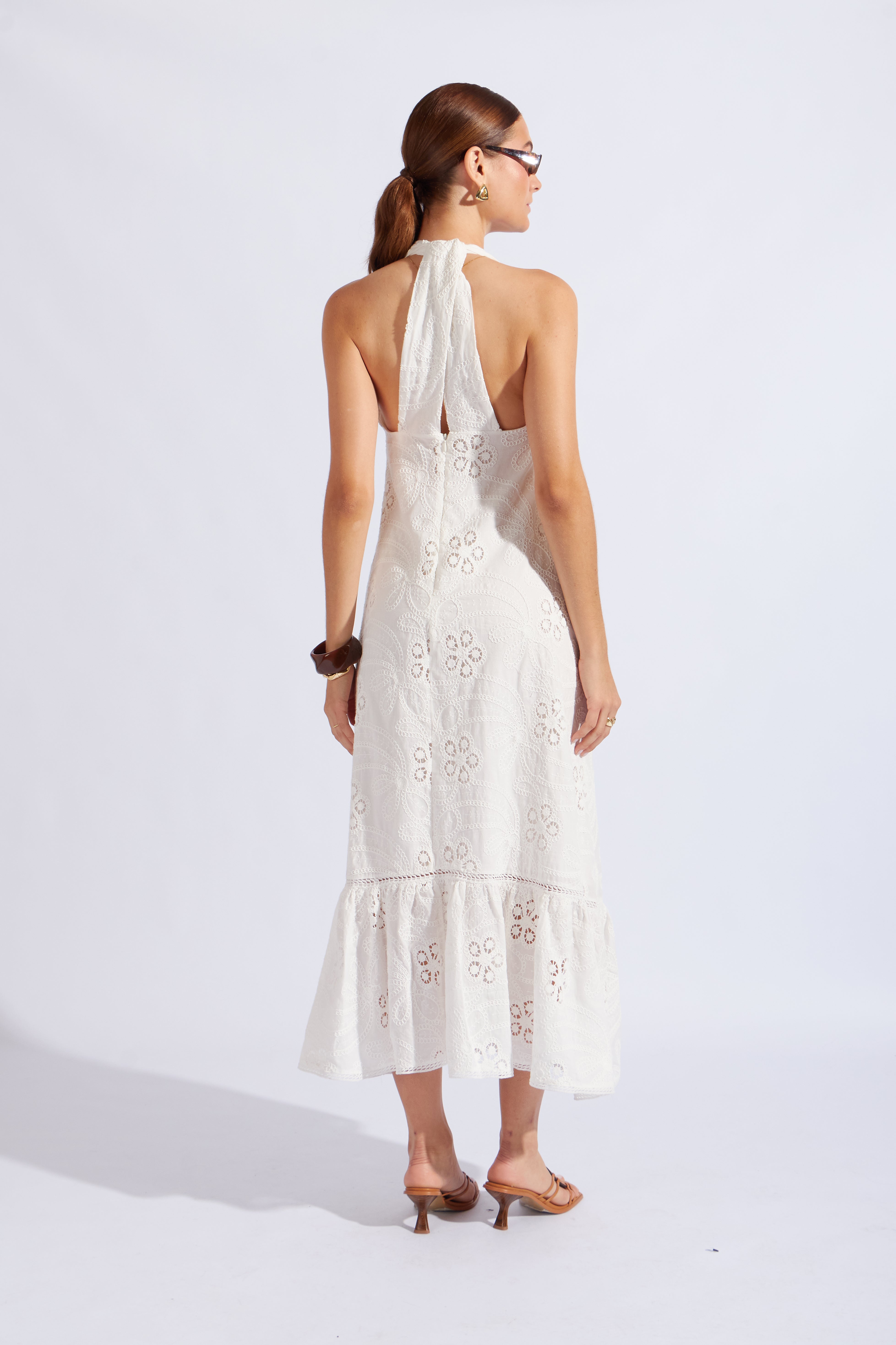 Vestido Halter Bordado - Perla