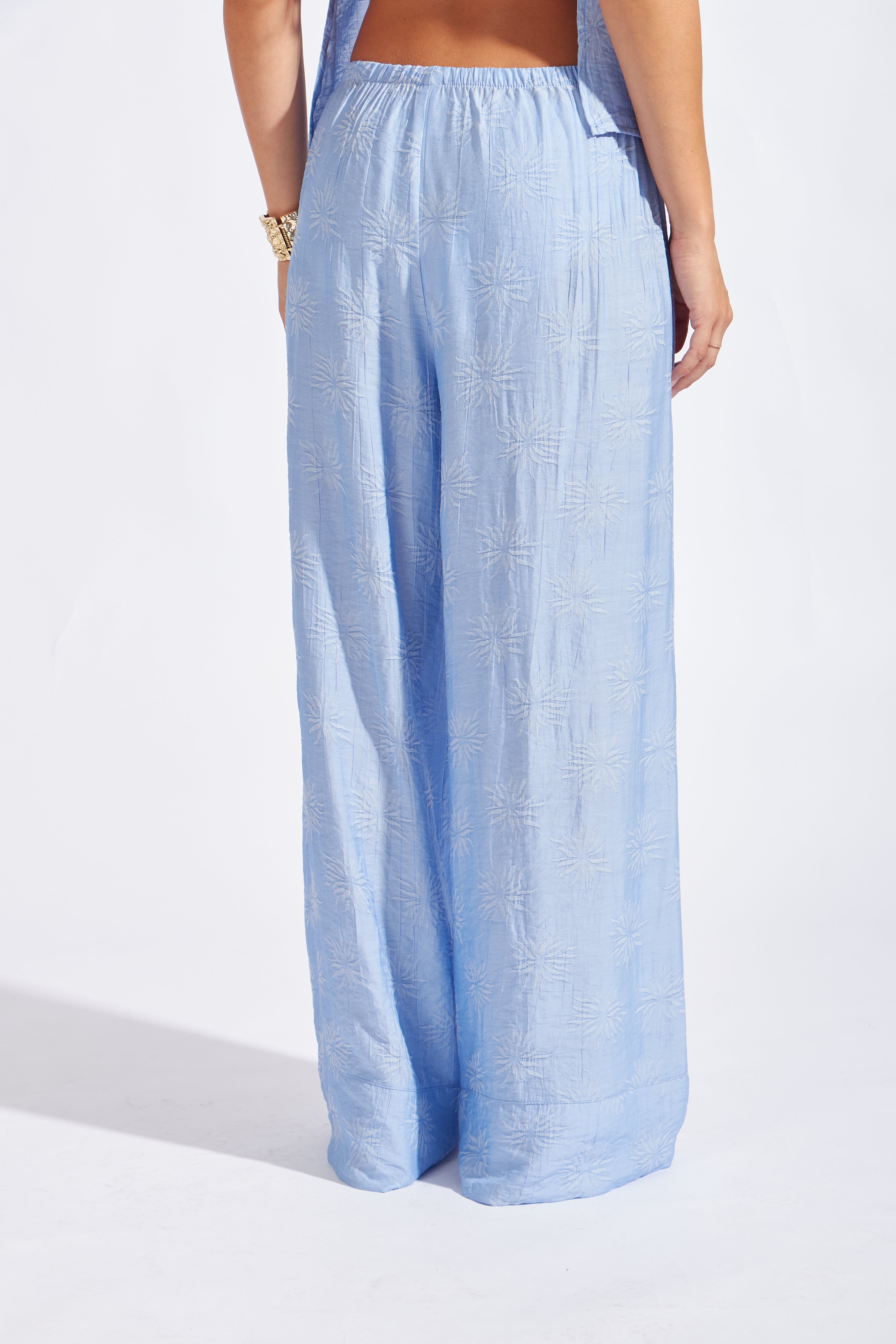 Pantalón Textura Holgado - Celeste