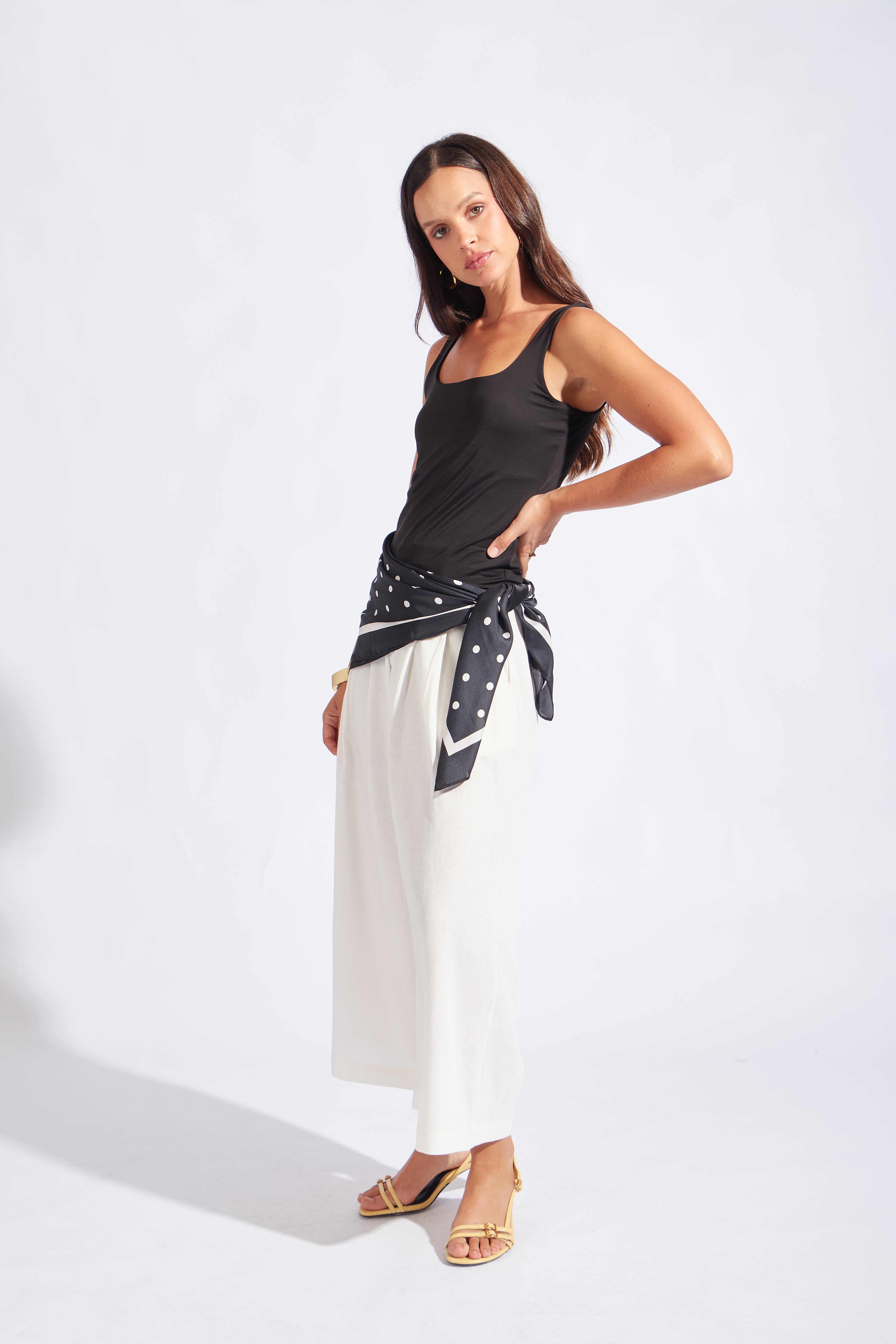 Pantalón Culotte con Pliegues - Perla