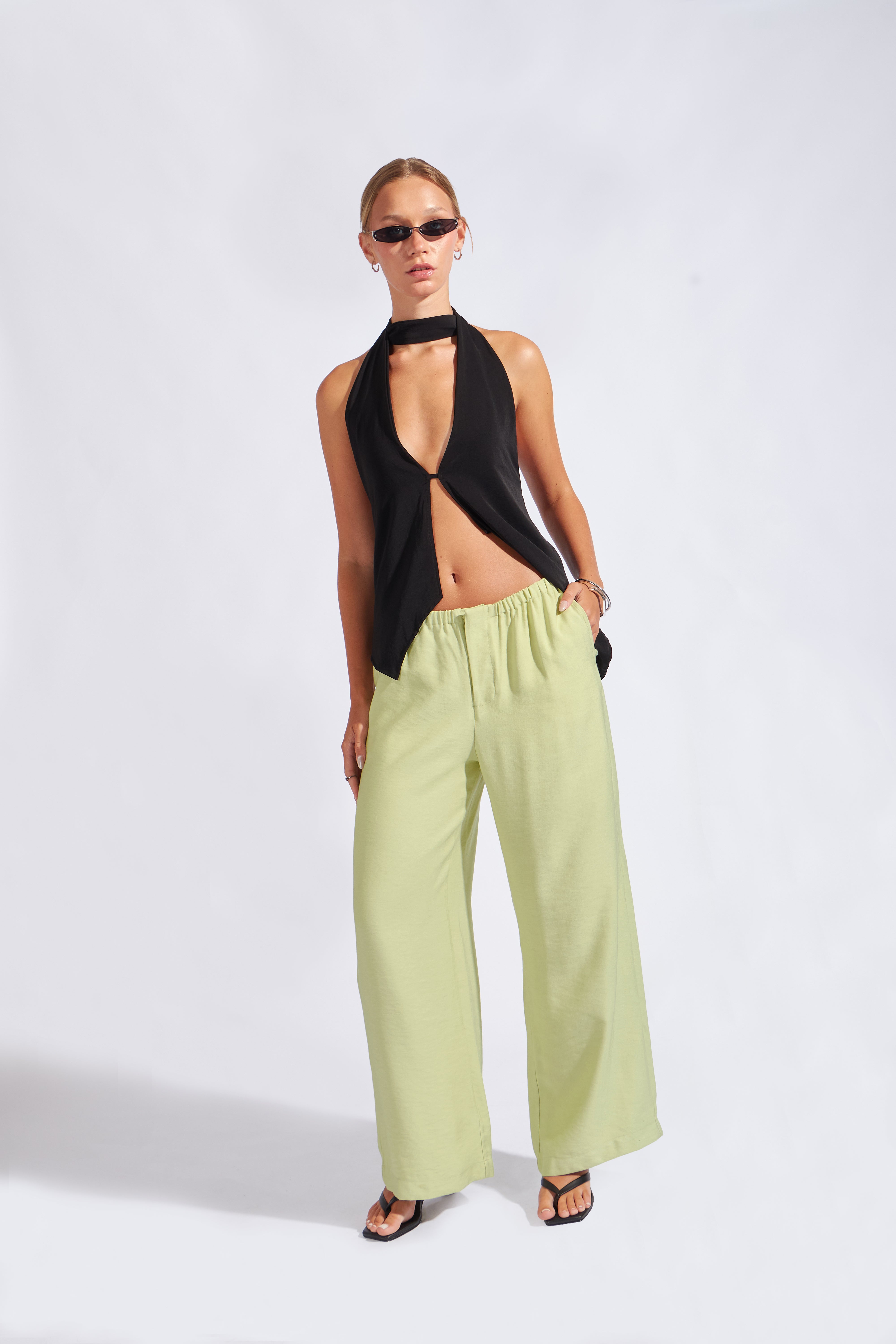 Pantalón Recto Pliegues - Aloe